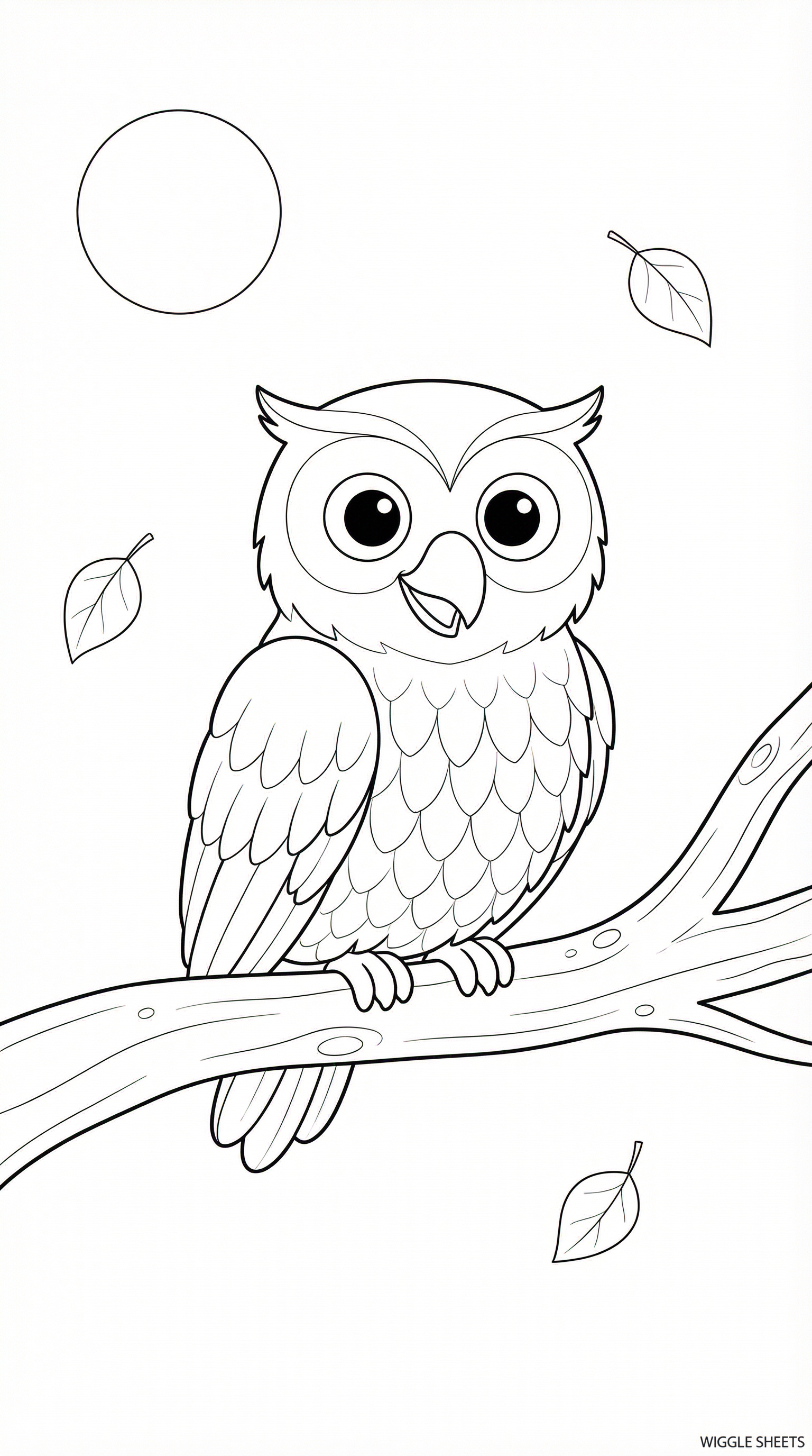 Owl on fall branches Coloring Page