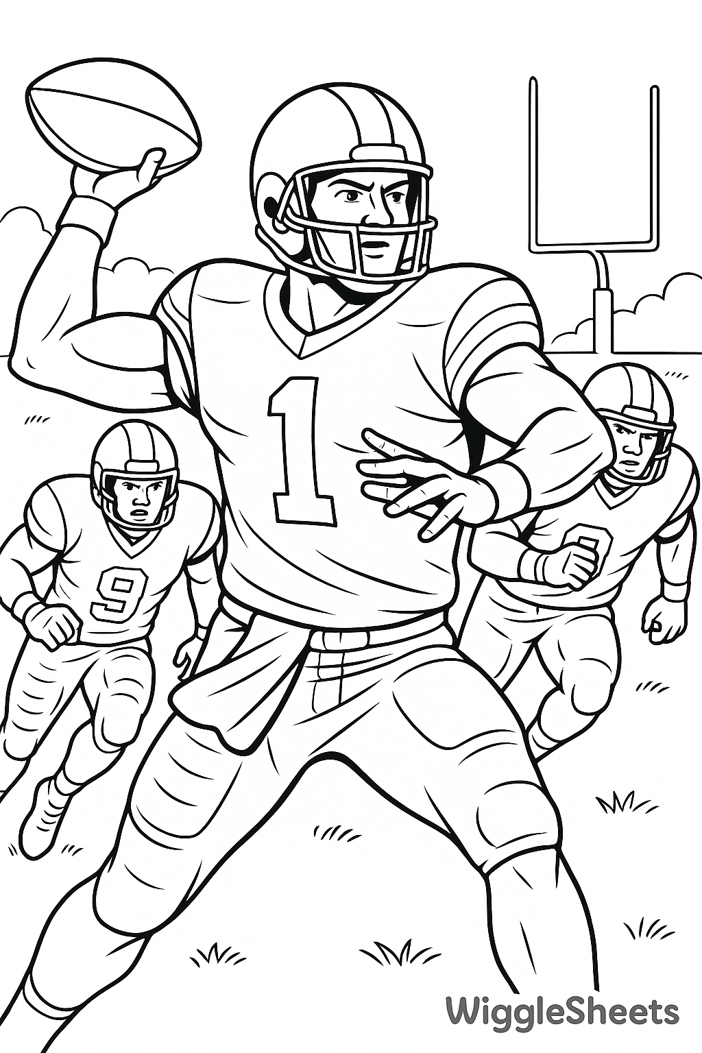 Quarterback Power Throw Coloring Page