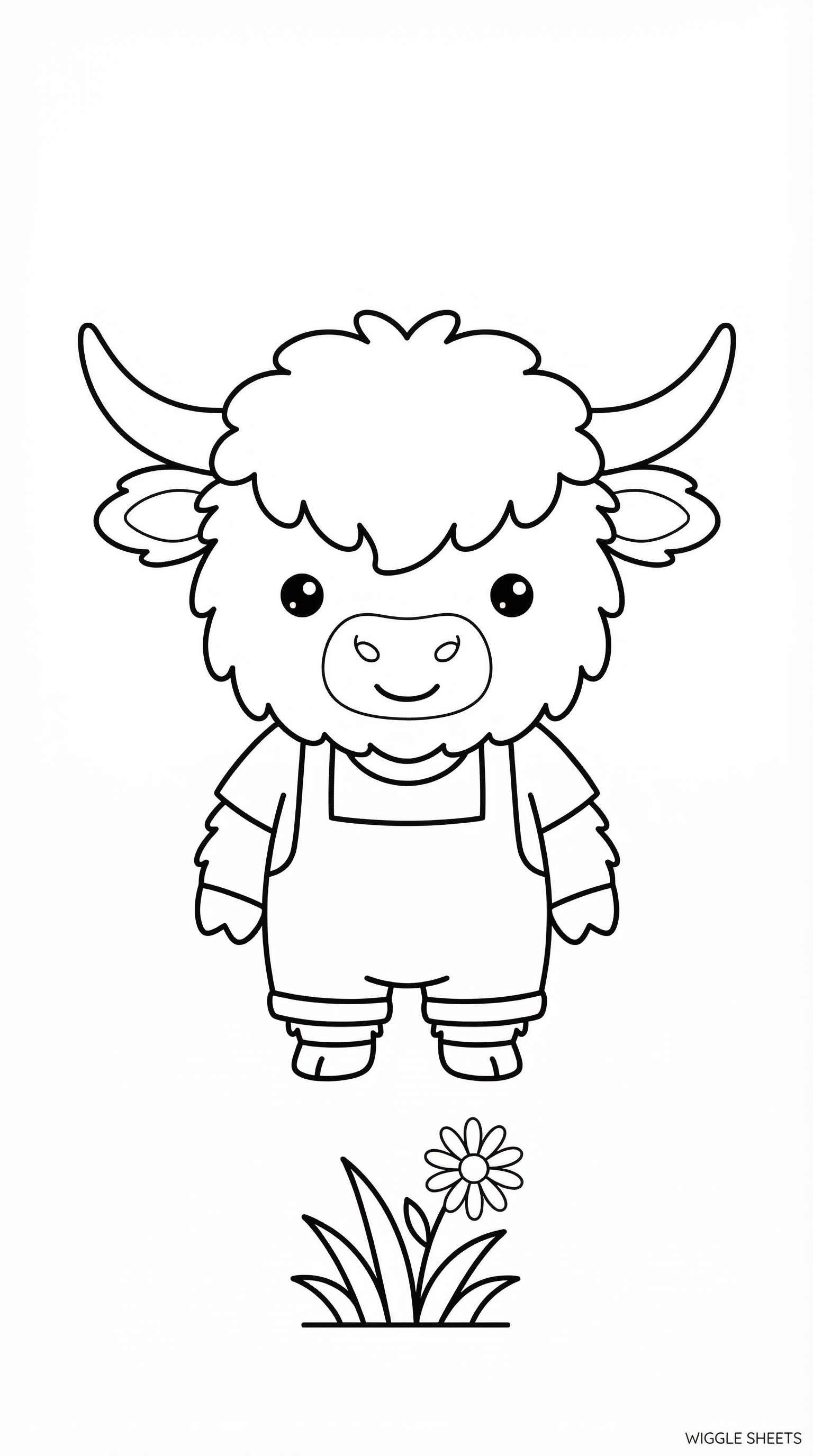 Easy Highland Cow Coloring Page
