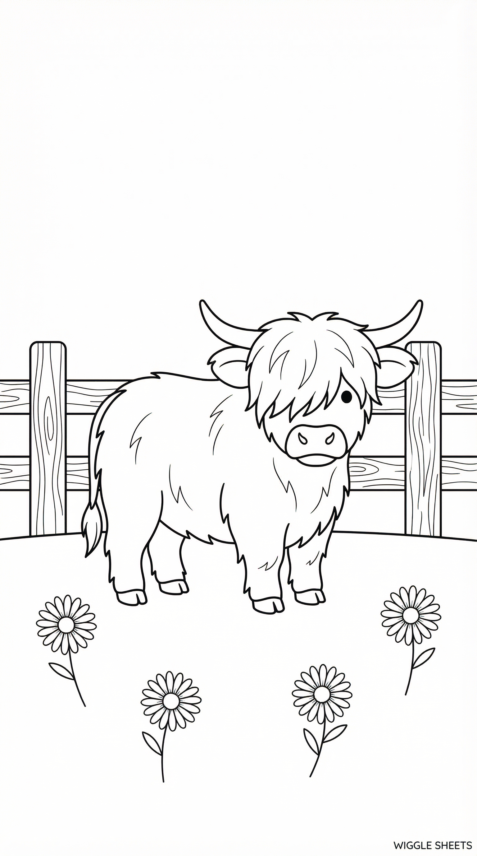 Mini Highland Cow Coloring Page