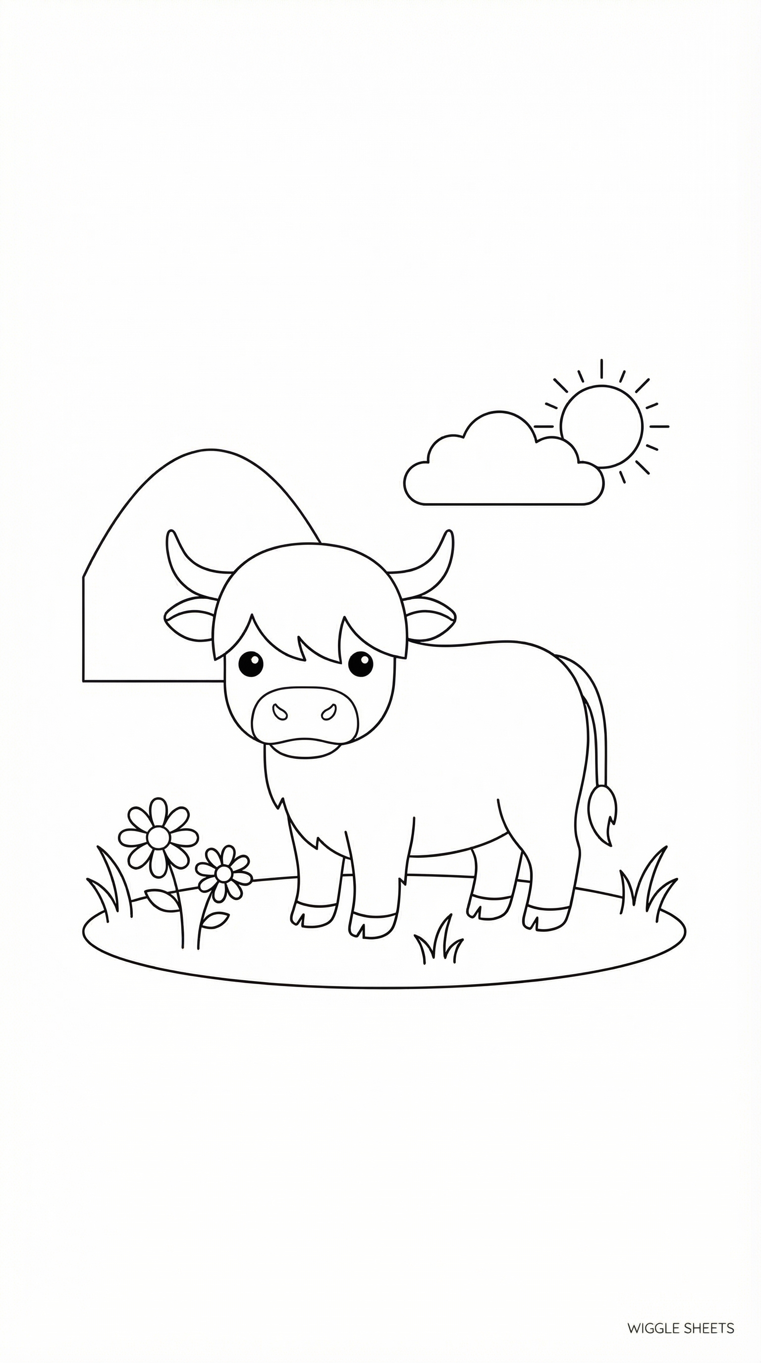 Simple Highland Cow Coloring Page