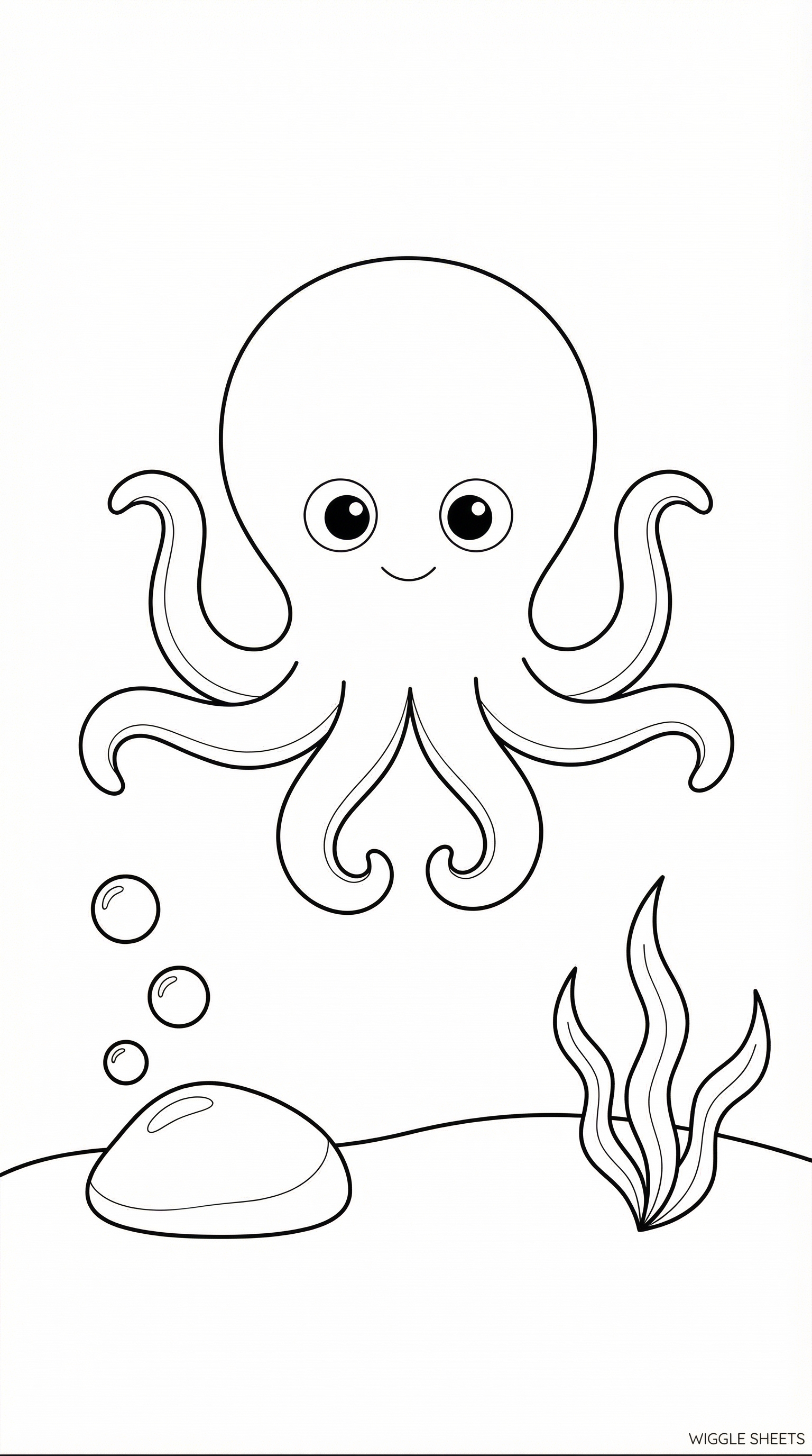 Cartoon Octopus Underwater Coloring Page