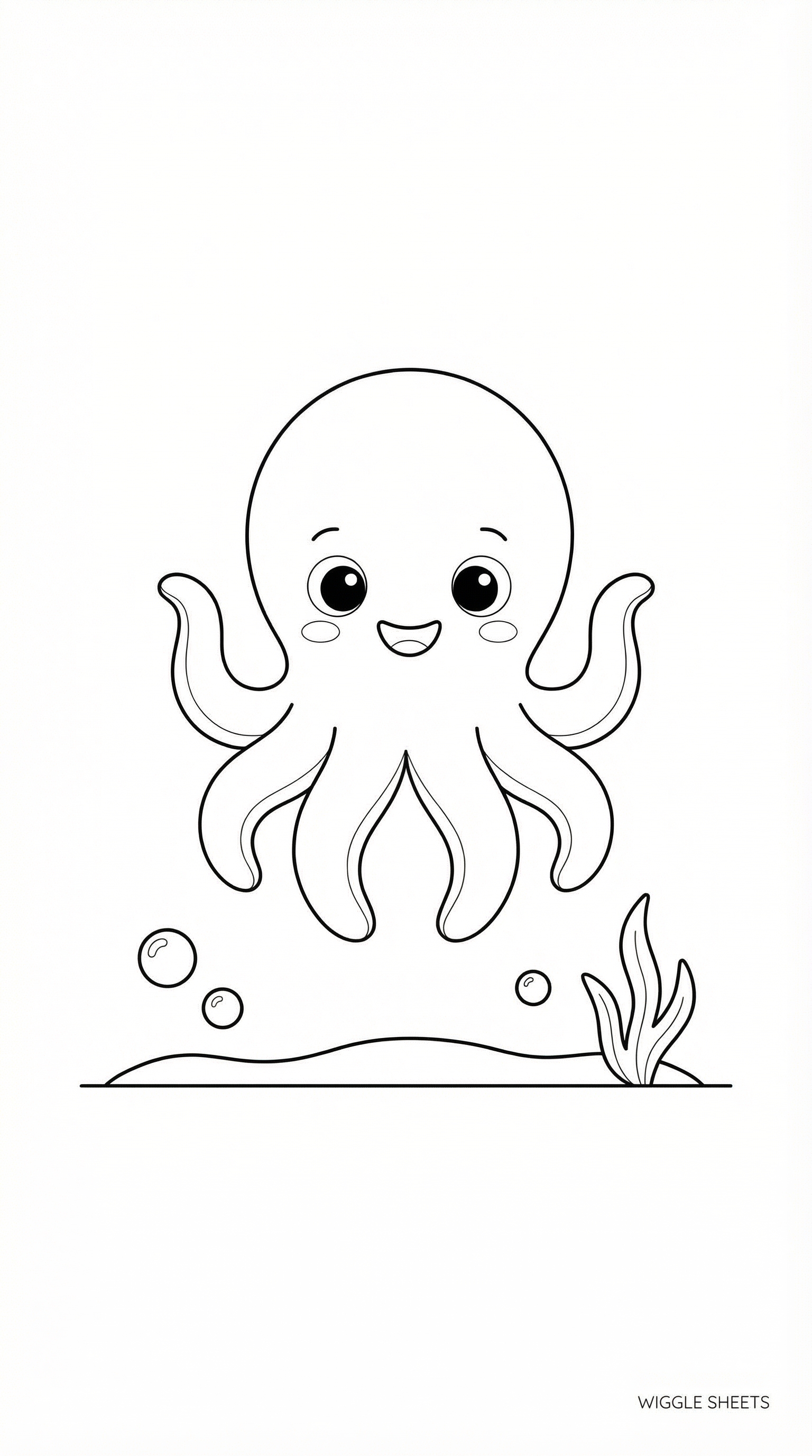 Cute Baby Octopus Smiling Coloring Page