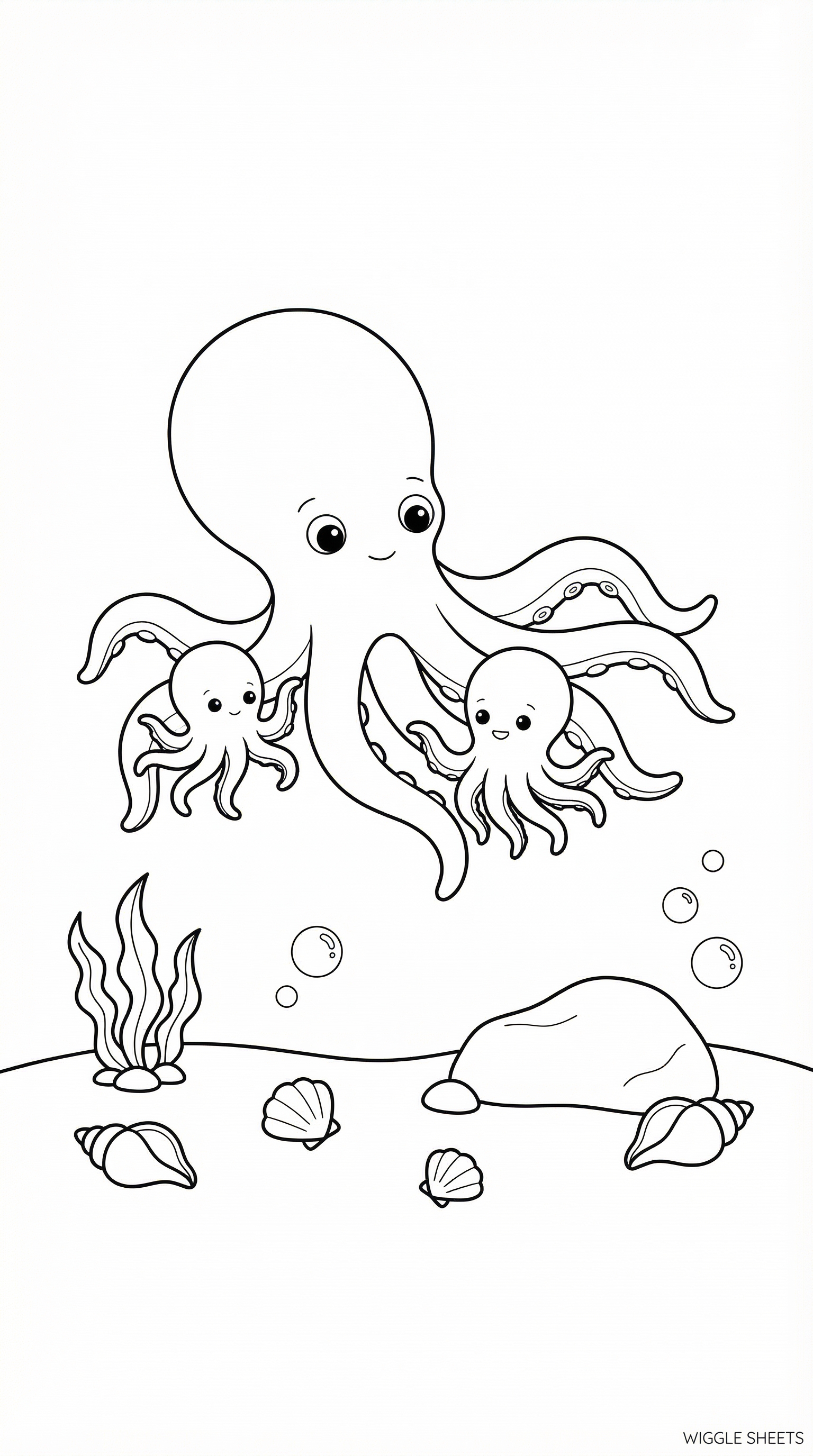 Octopus Family Coloring Page