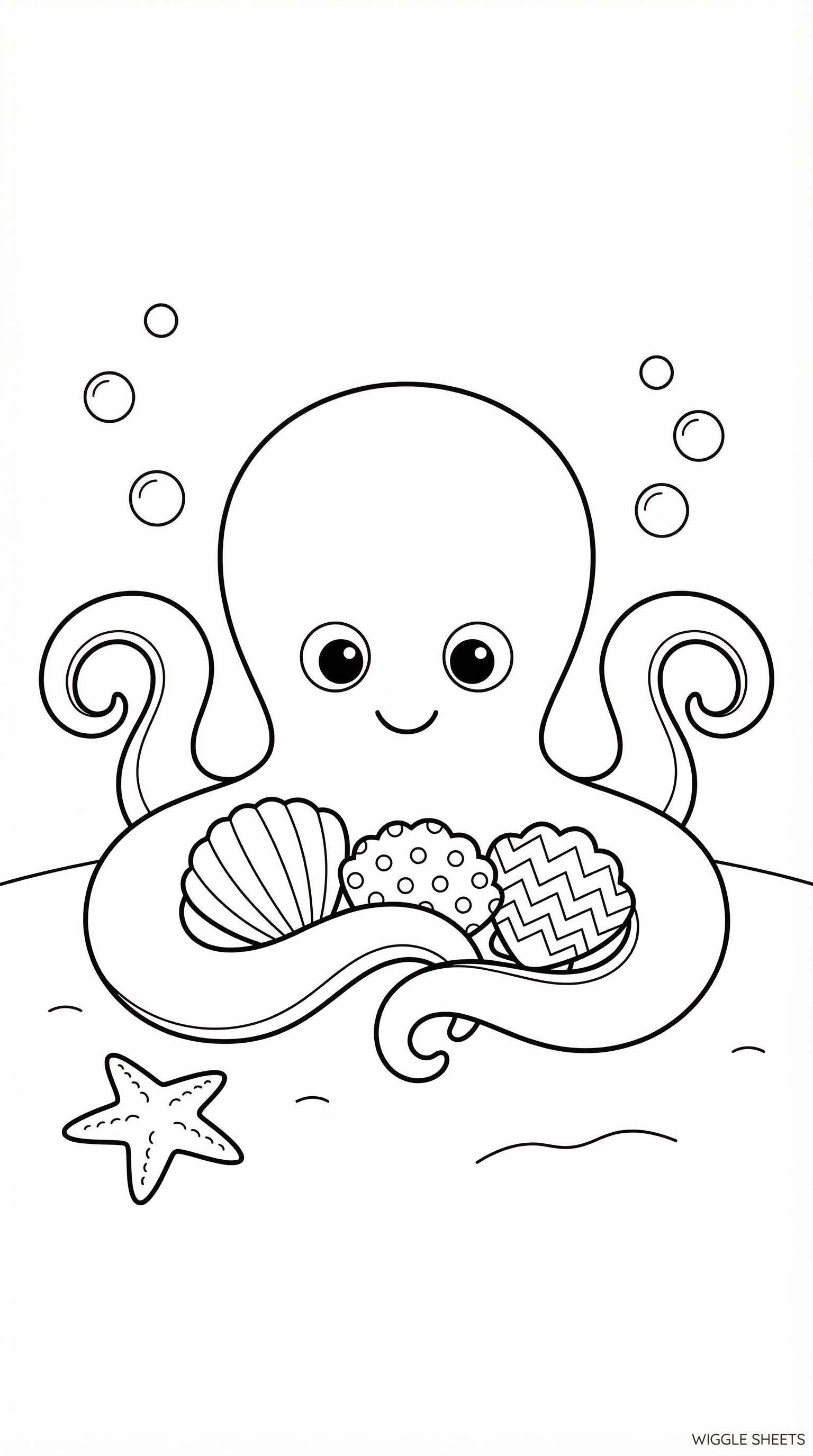 Octopus Holding Shells Coloring Page