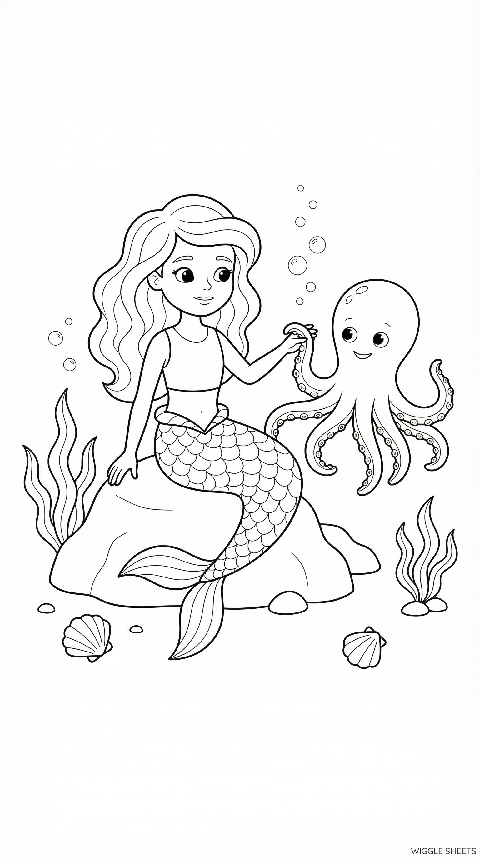Octopus Mermaid Friend Coloring Page