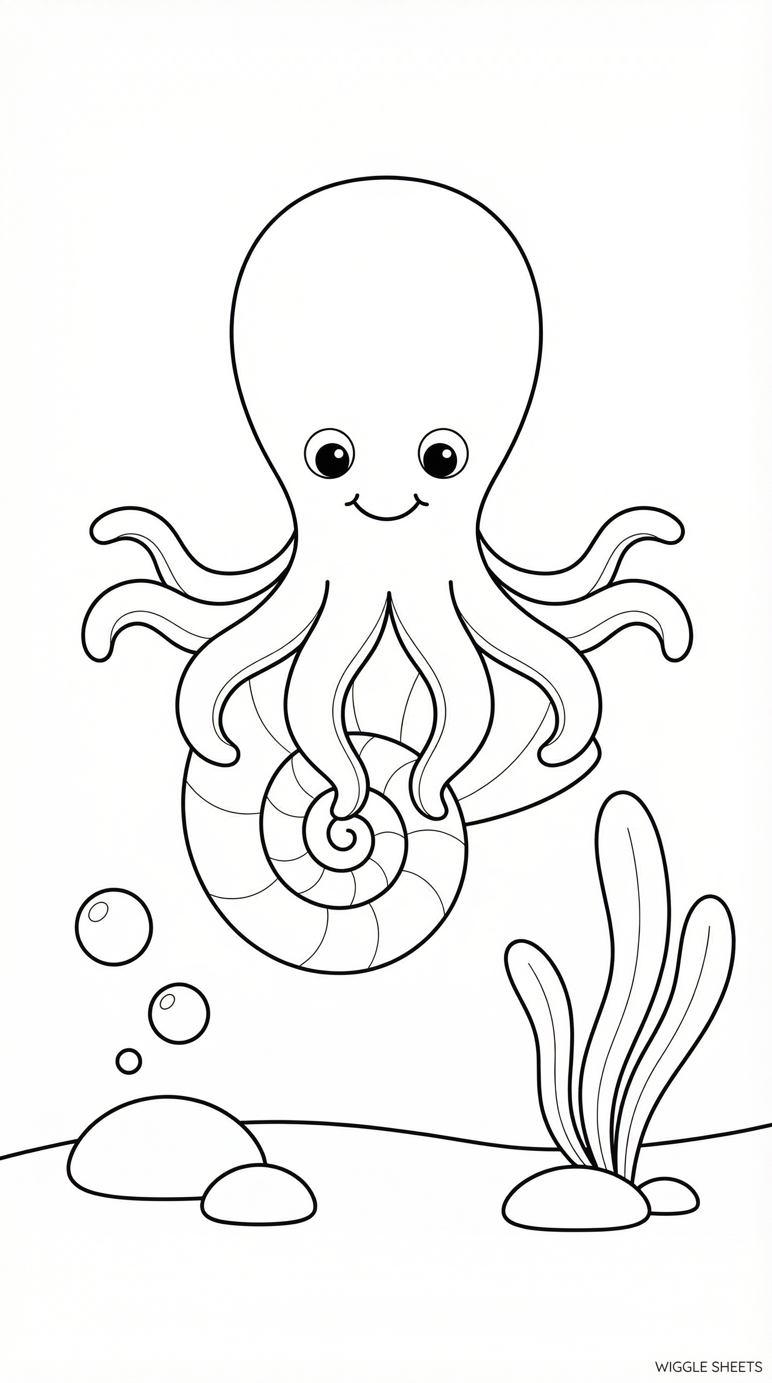 Octopus on a Shell Coloring Page