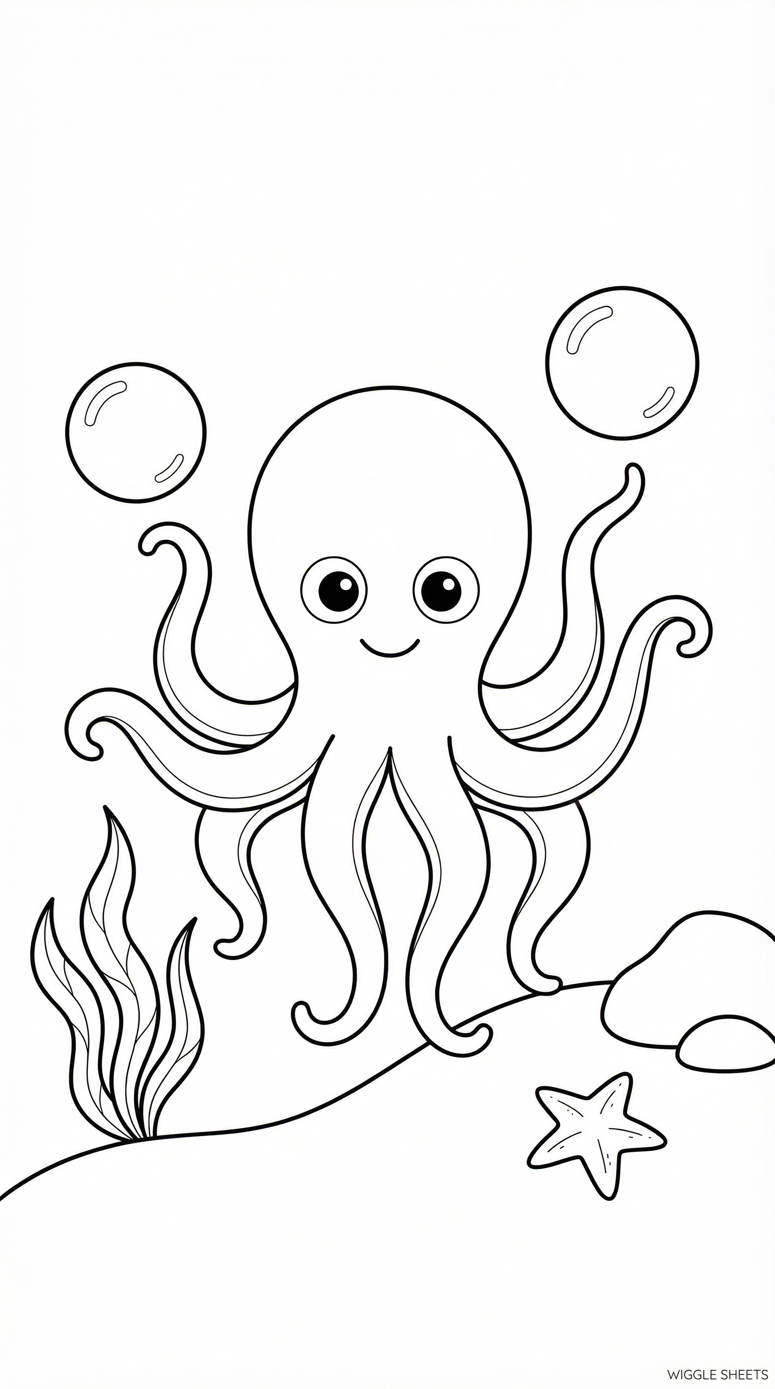 Octopus Playing With Bubbles Coloring Page
