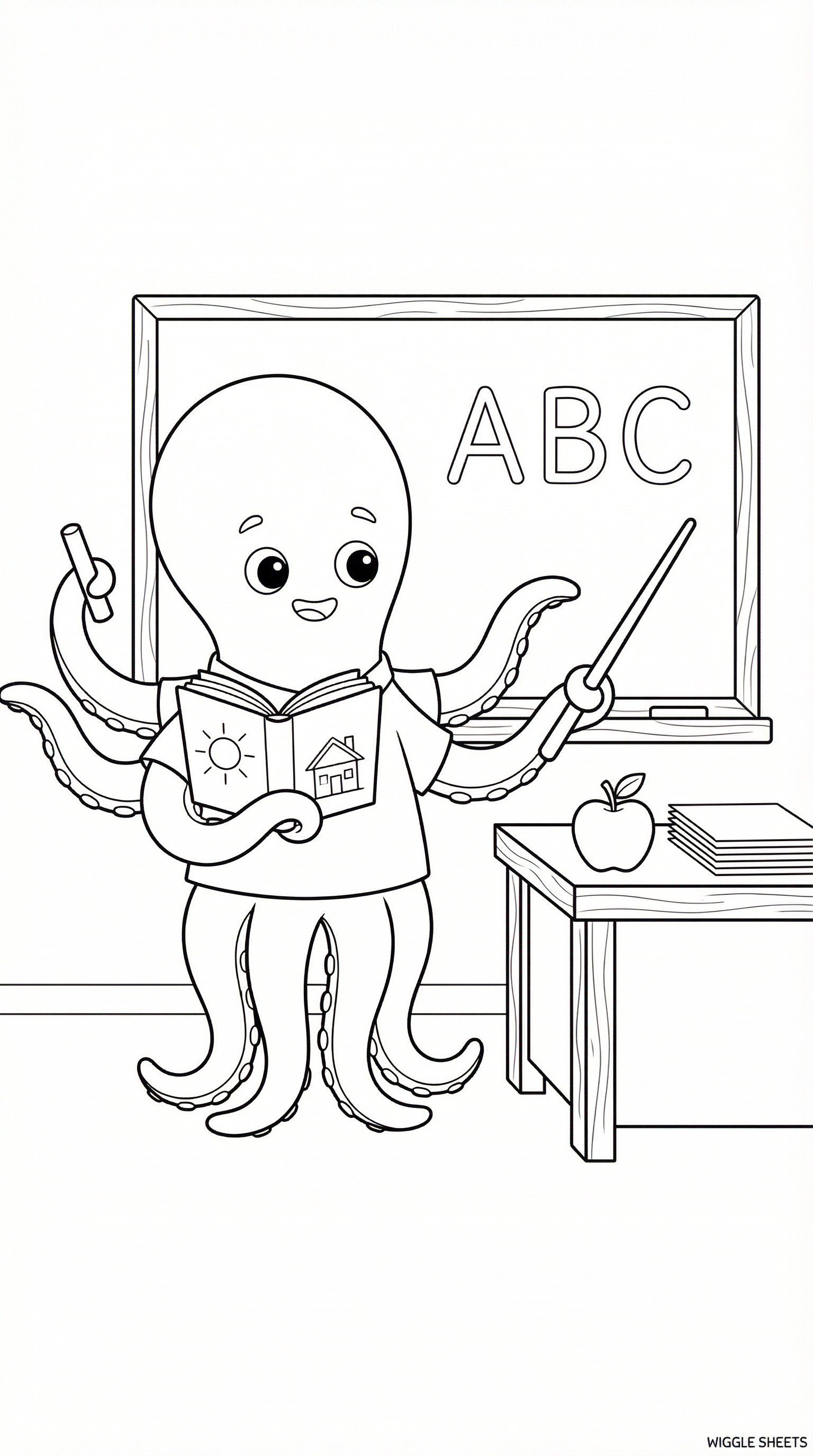 Octopus Teacher Coloring Page
