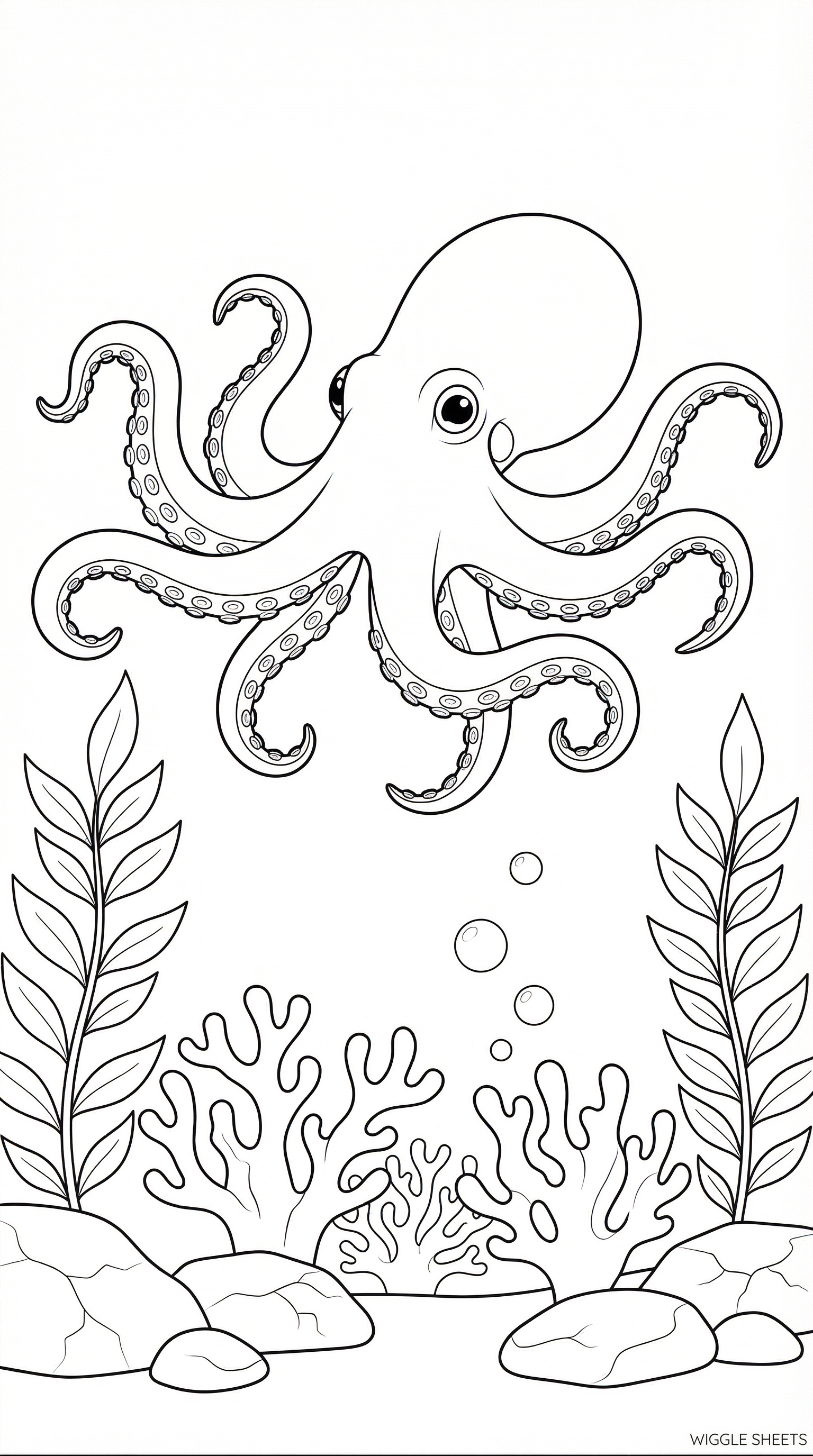 Realistic Octopus Coloring Page