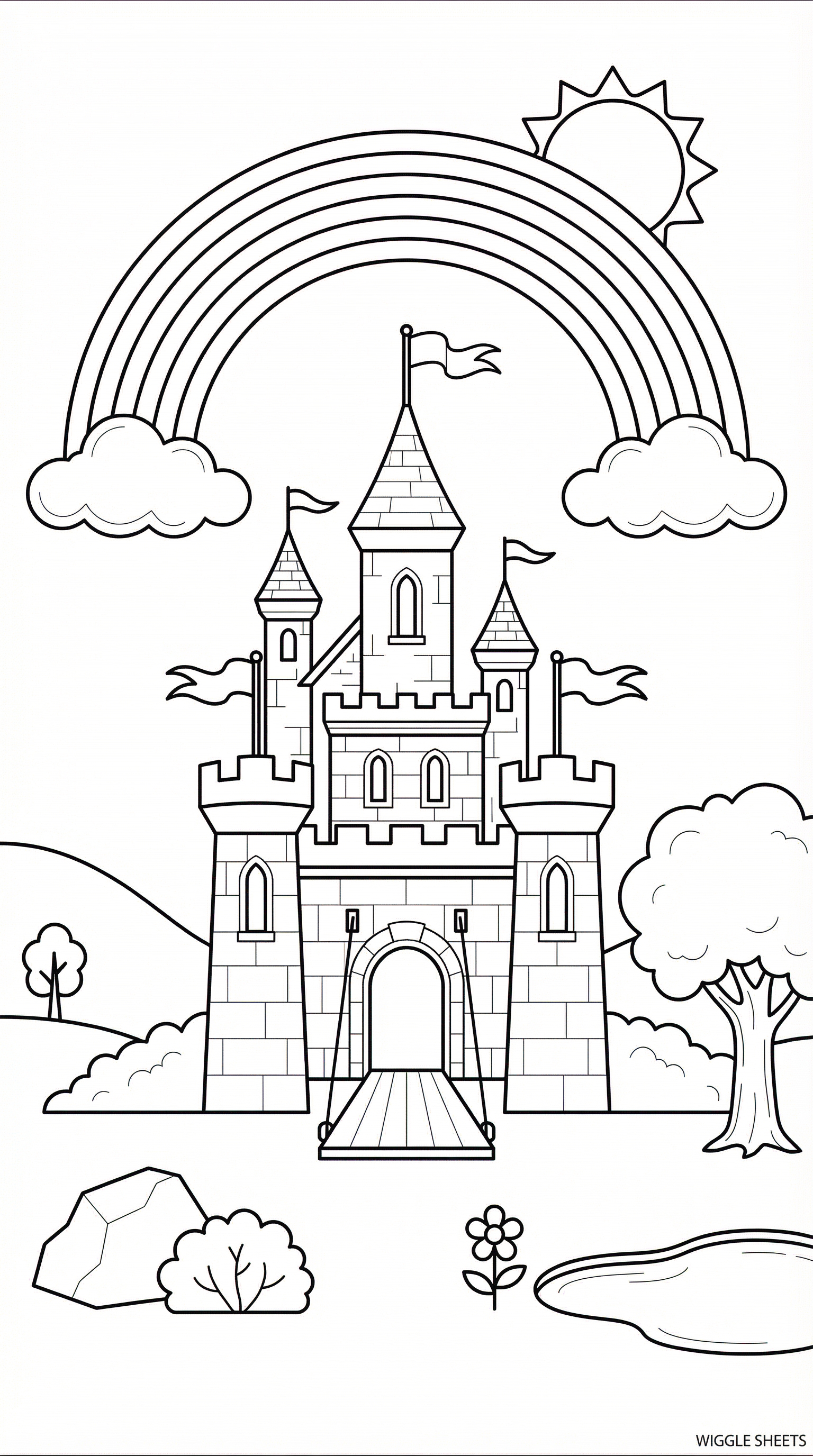 Rainbow Castle Coloring Page