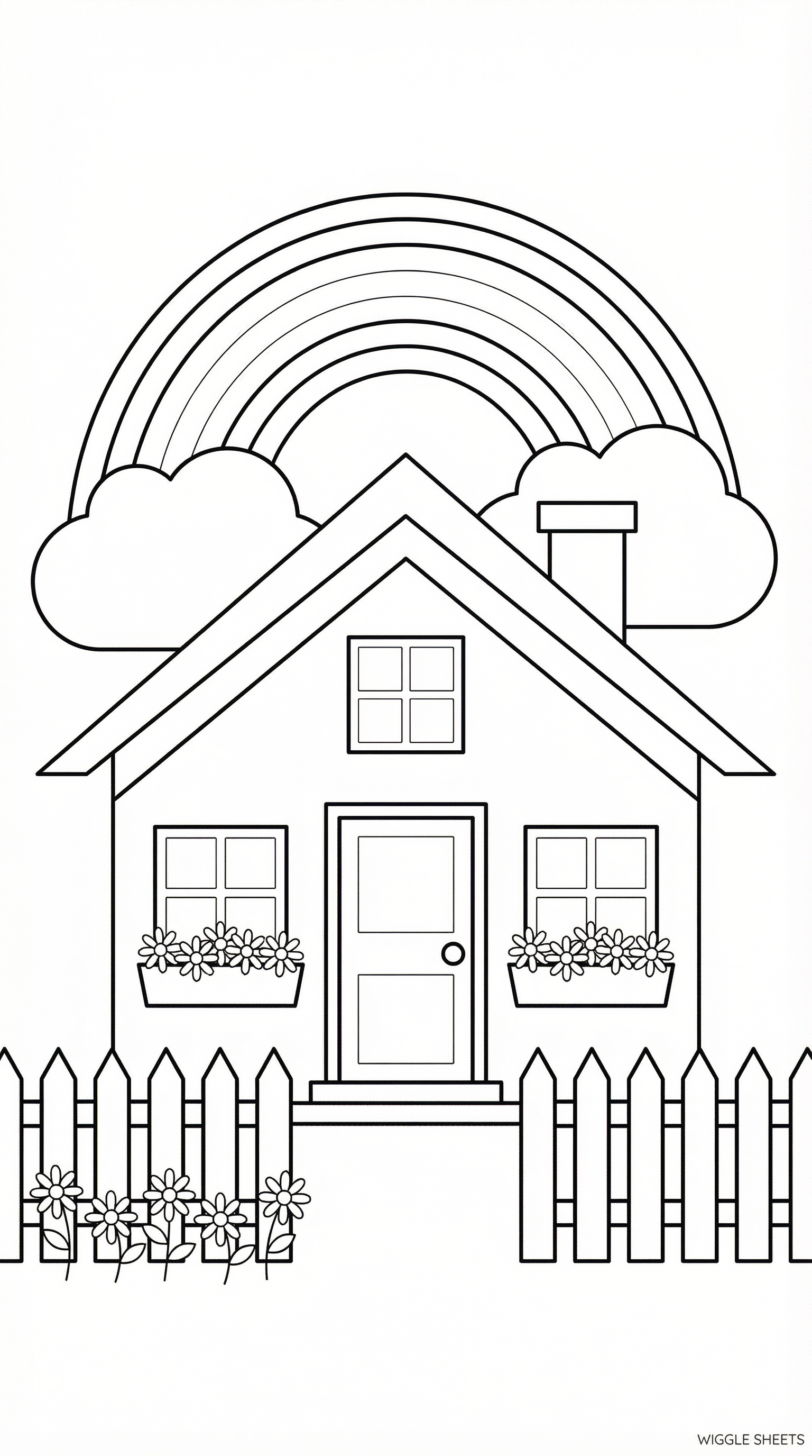 Rainbow House Coloring Page