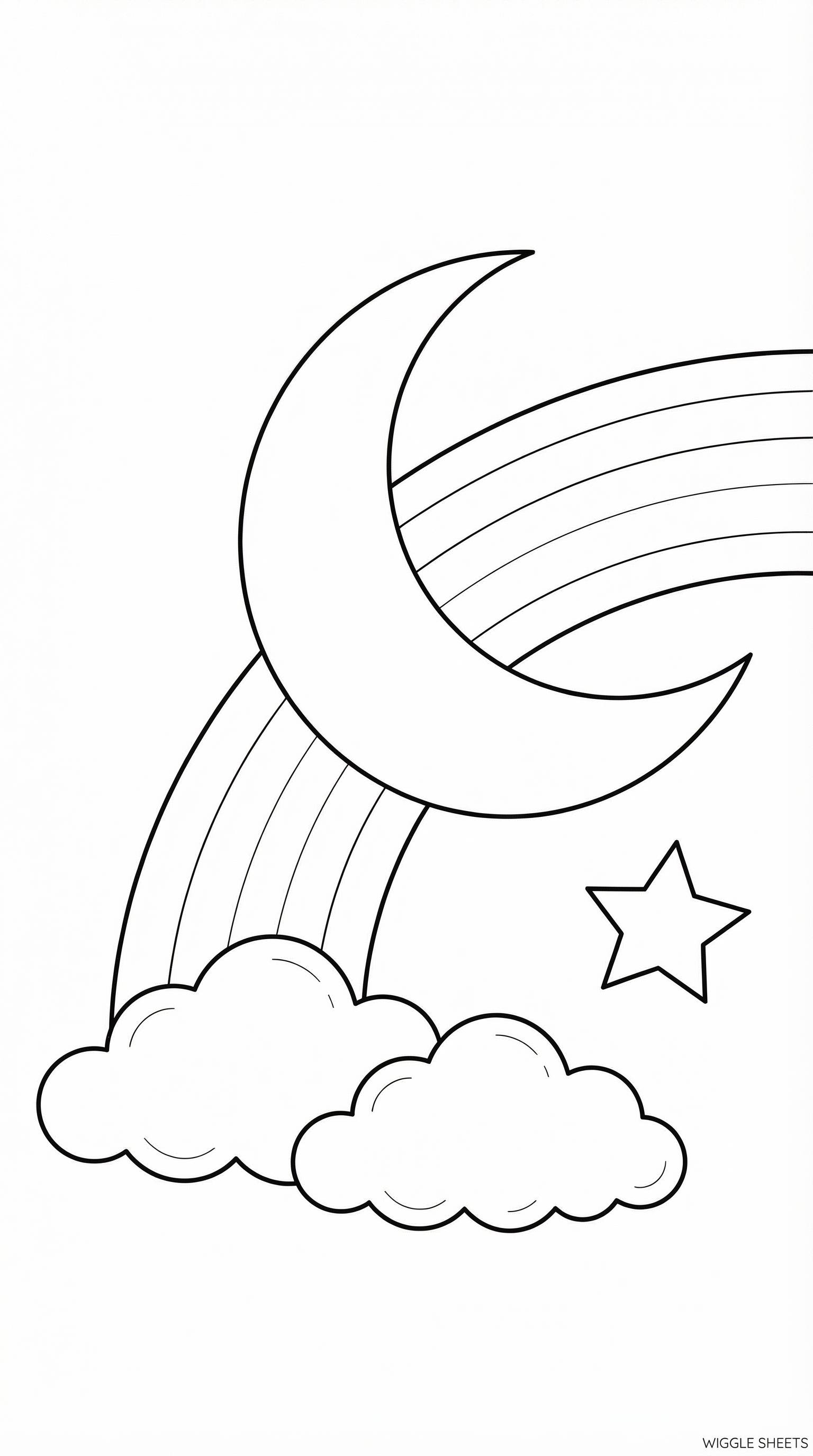 Rainbow Moon Coloring Page