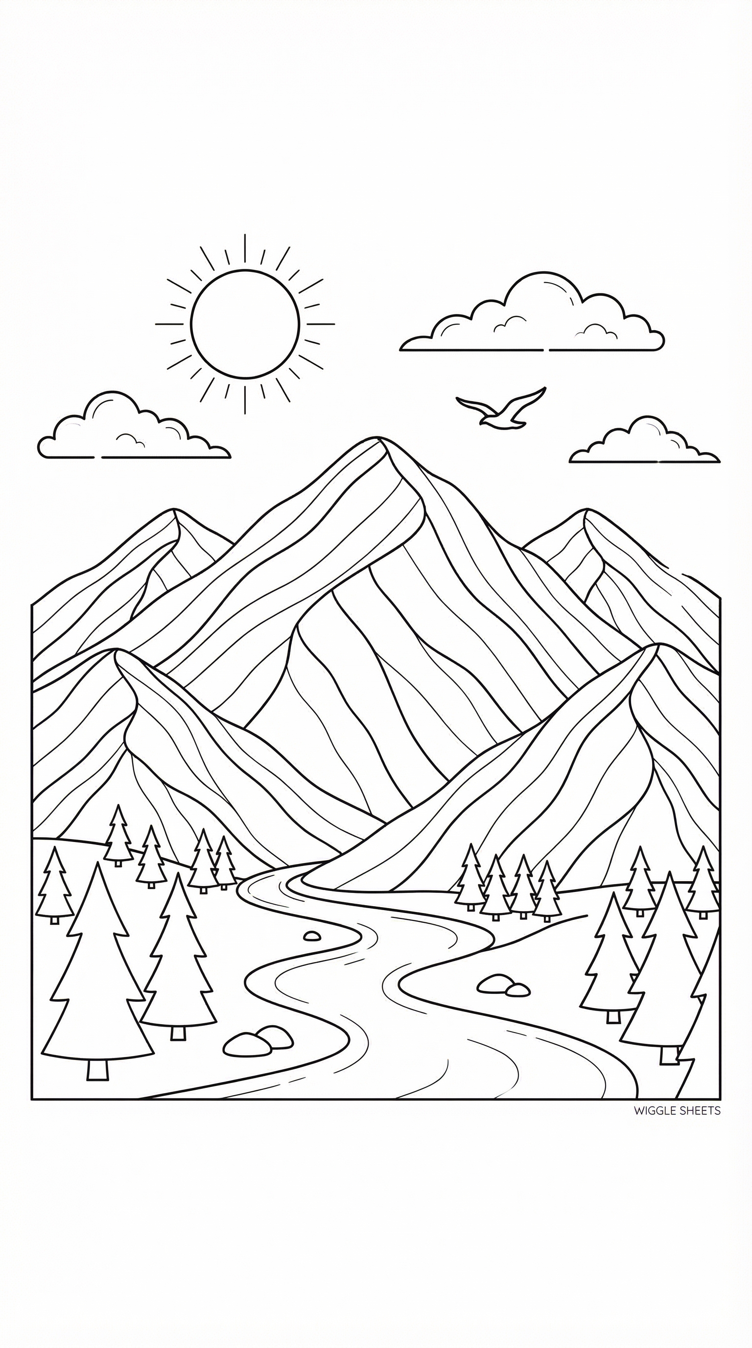 Rainbow Mountains Coloring Page