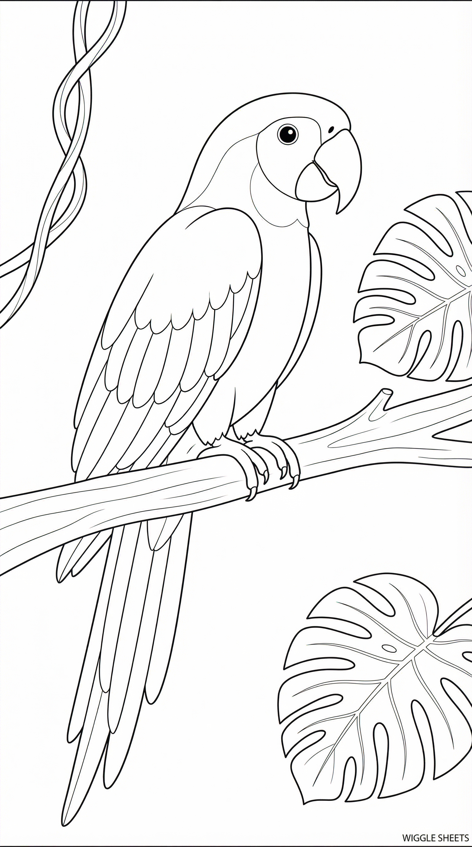 Rainbow Parrot Coloring Page