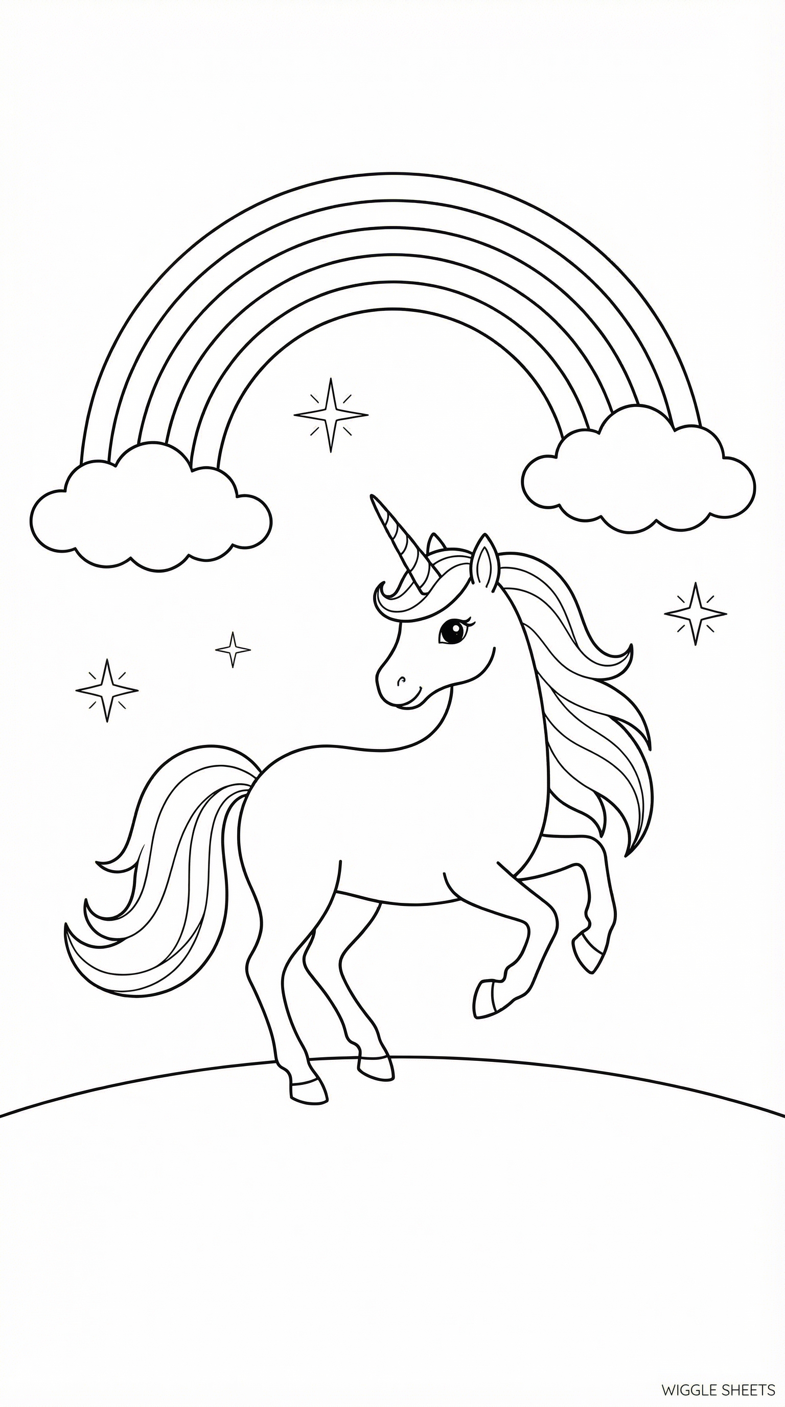 Rainbow Unicorn Coloring Page
