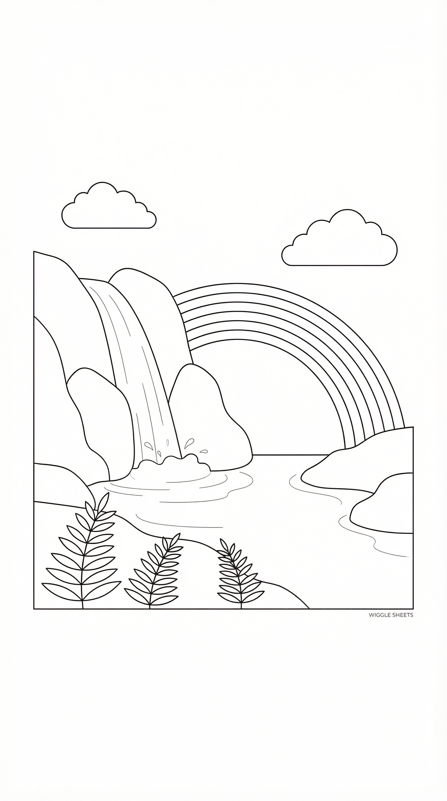 Rainbow Waterfall Coloring Page
