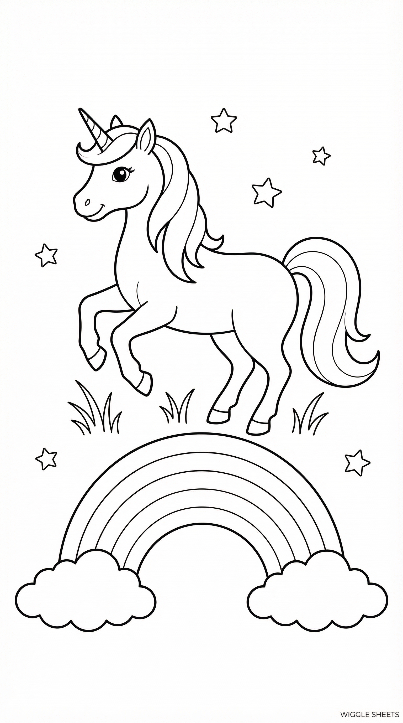 Unicorn Rainbow Coloring Page