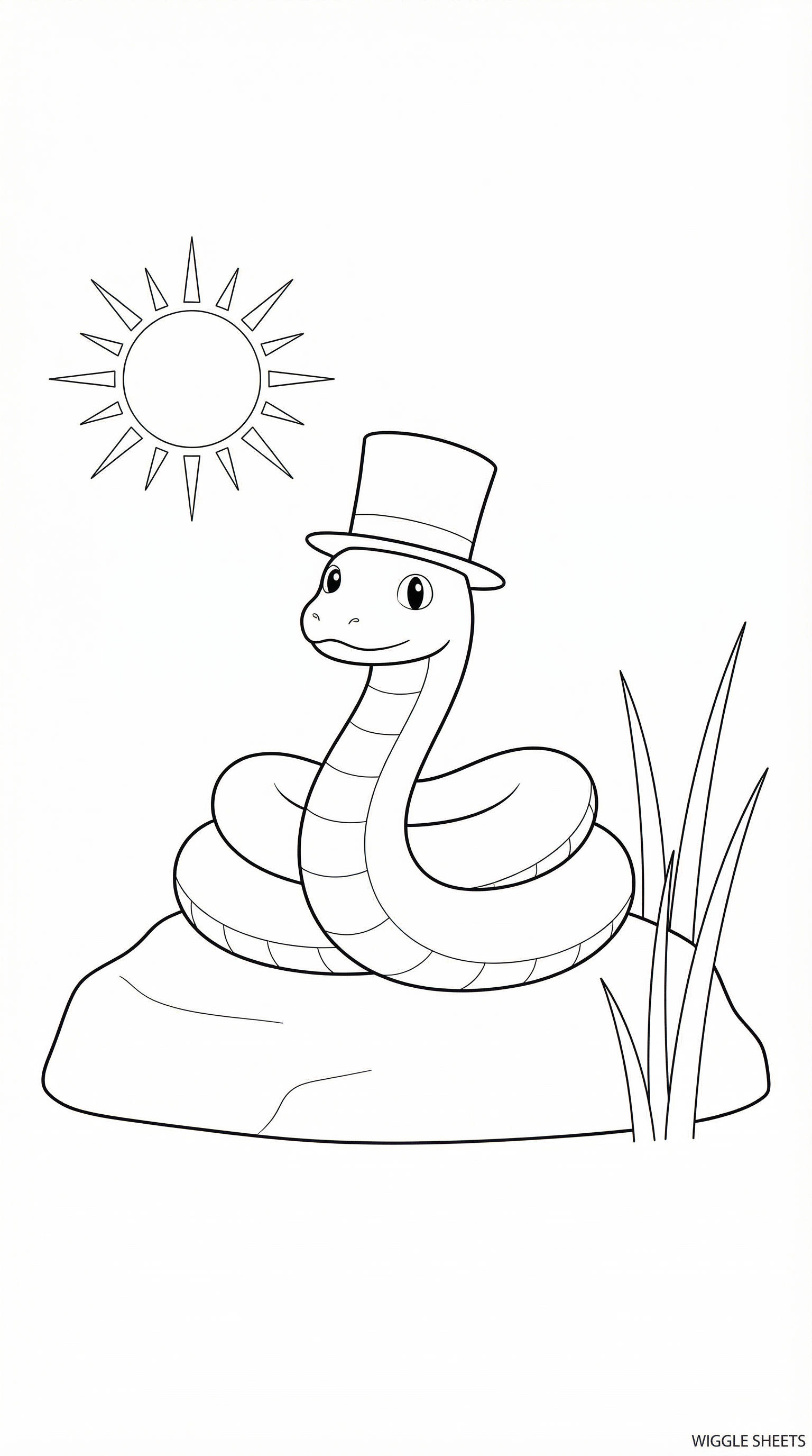 Funny Snake Wearing Hat Coloring Page