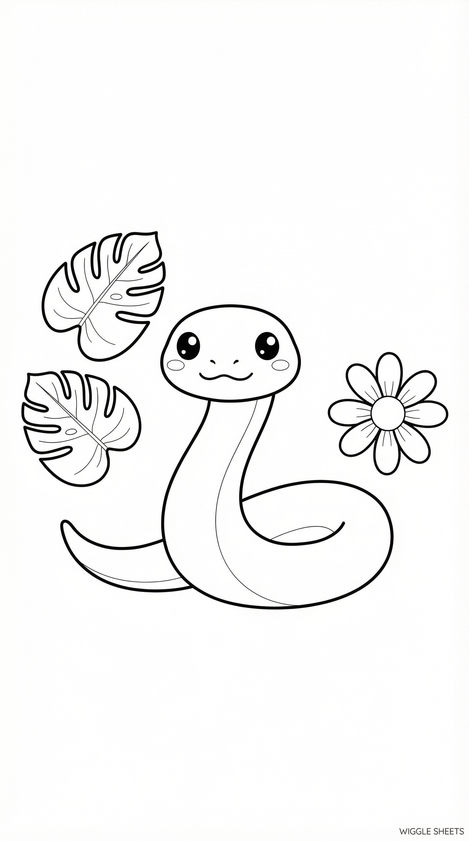 Kawaii Snake Cute Style Coloring Page