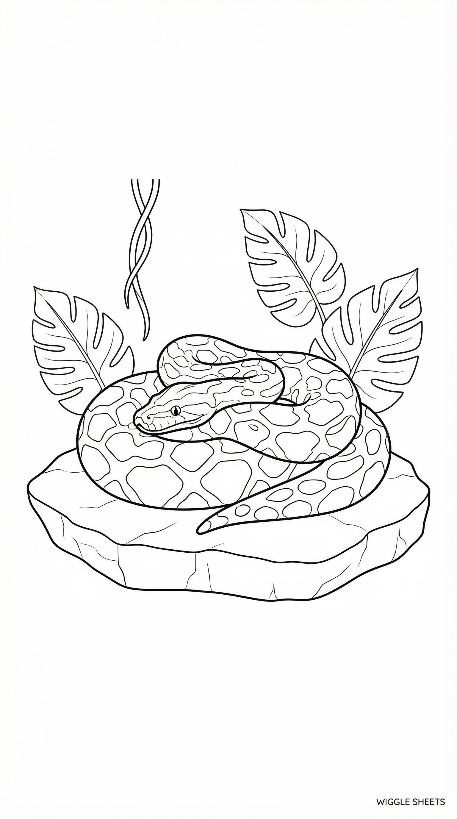 Realistic Python Snake Coiled Coloring Page