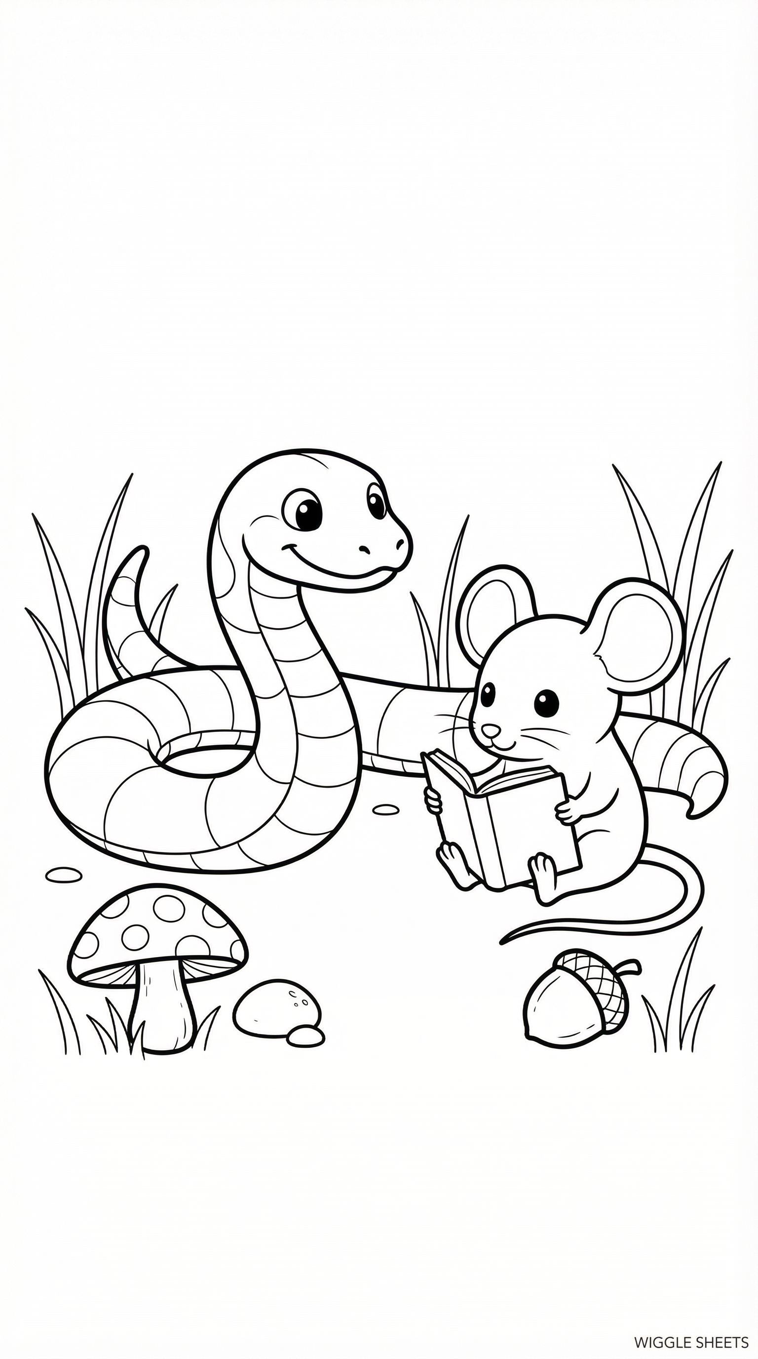 Snake and Mouse Story Coloring Page