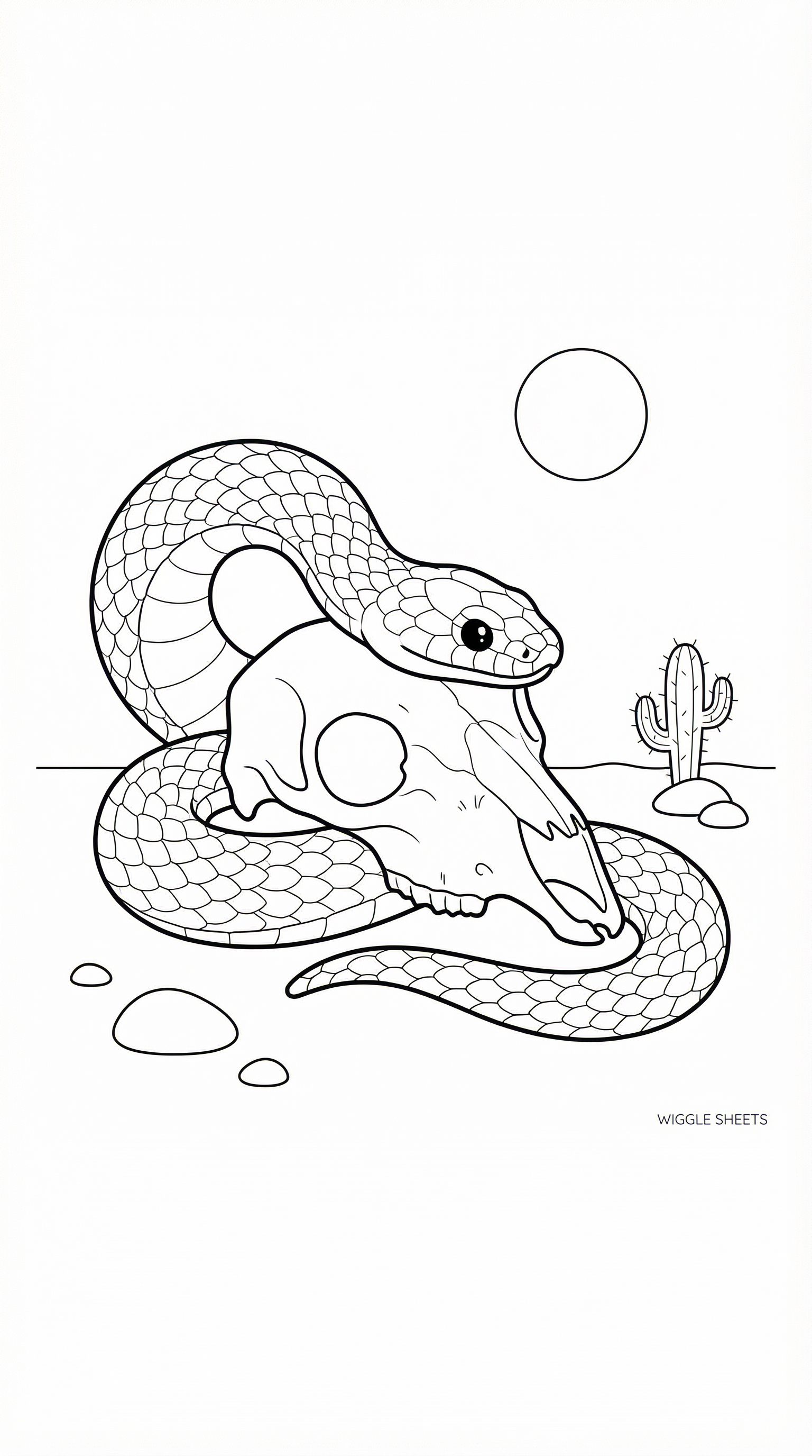 Snake Coiled Around Skull Coloring Page