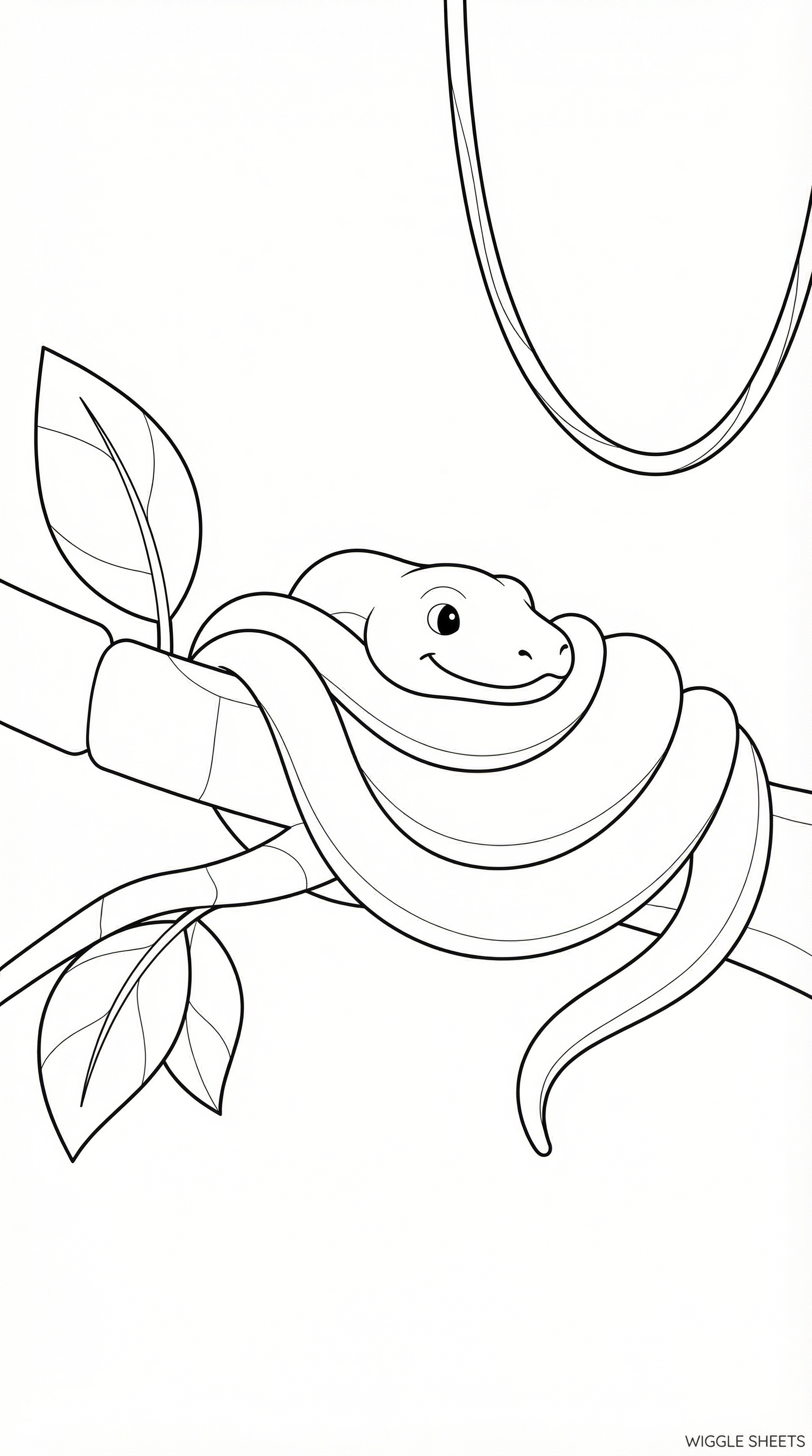 Snake Wrapped Around Tree Branch Coloring Page