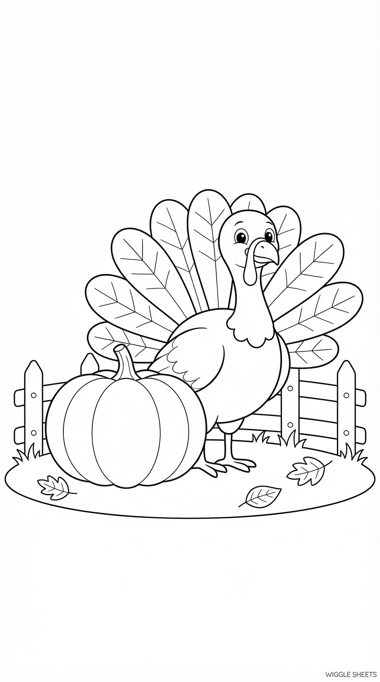 Turkey and Pumpkin Coloring Page