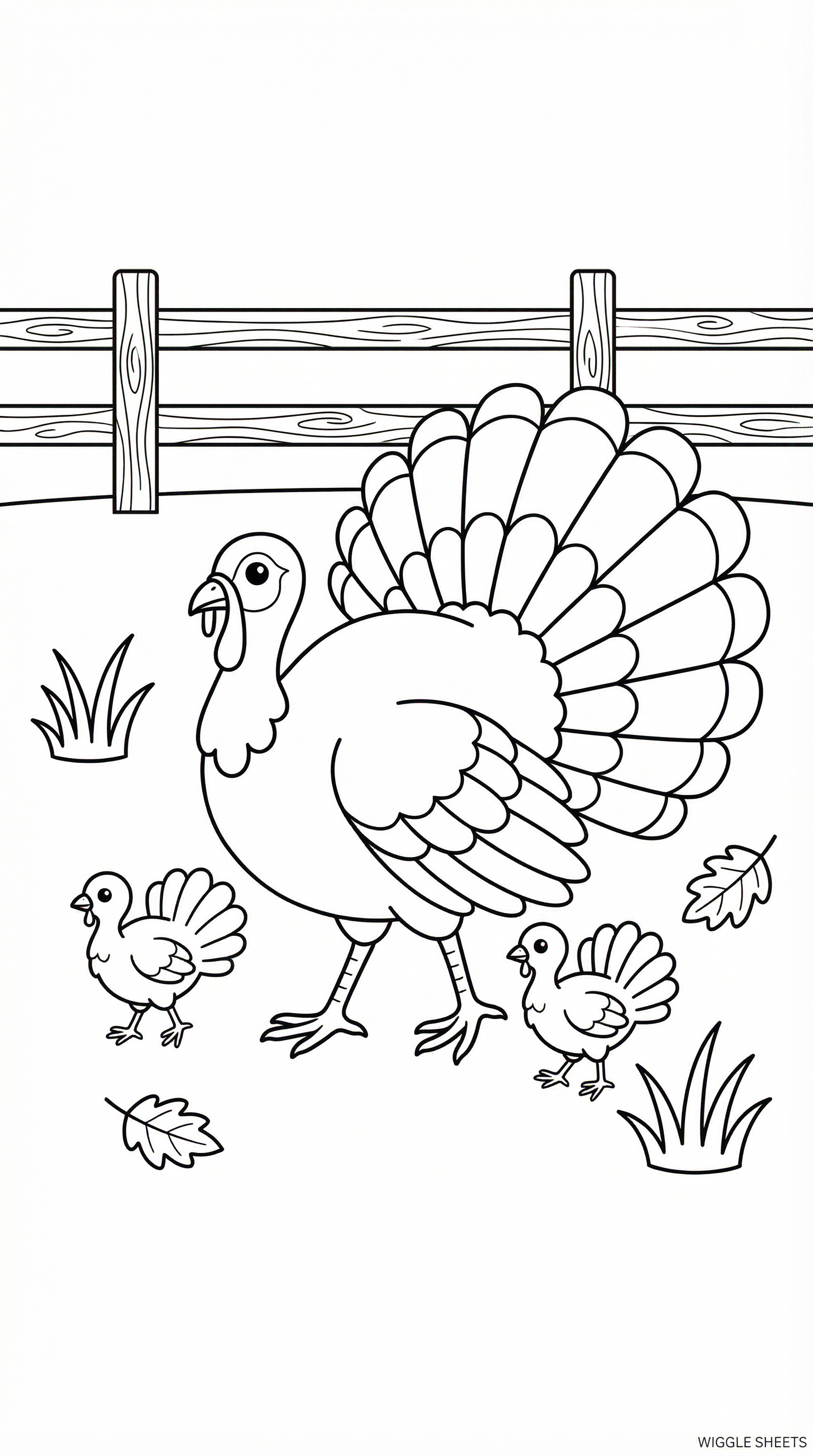 Turkey Family Coloring Page