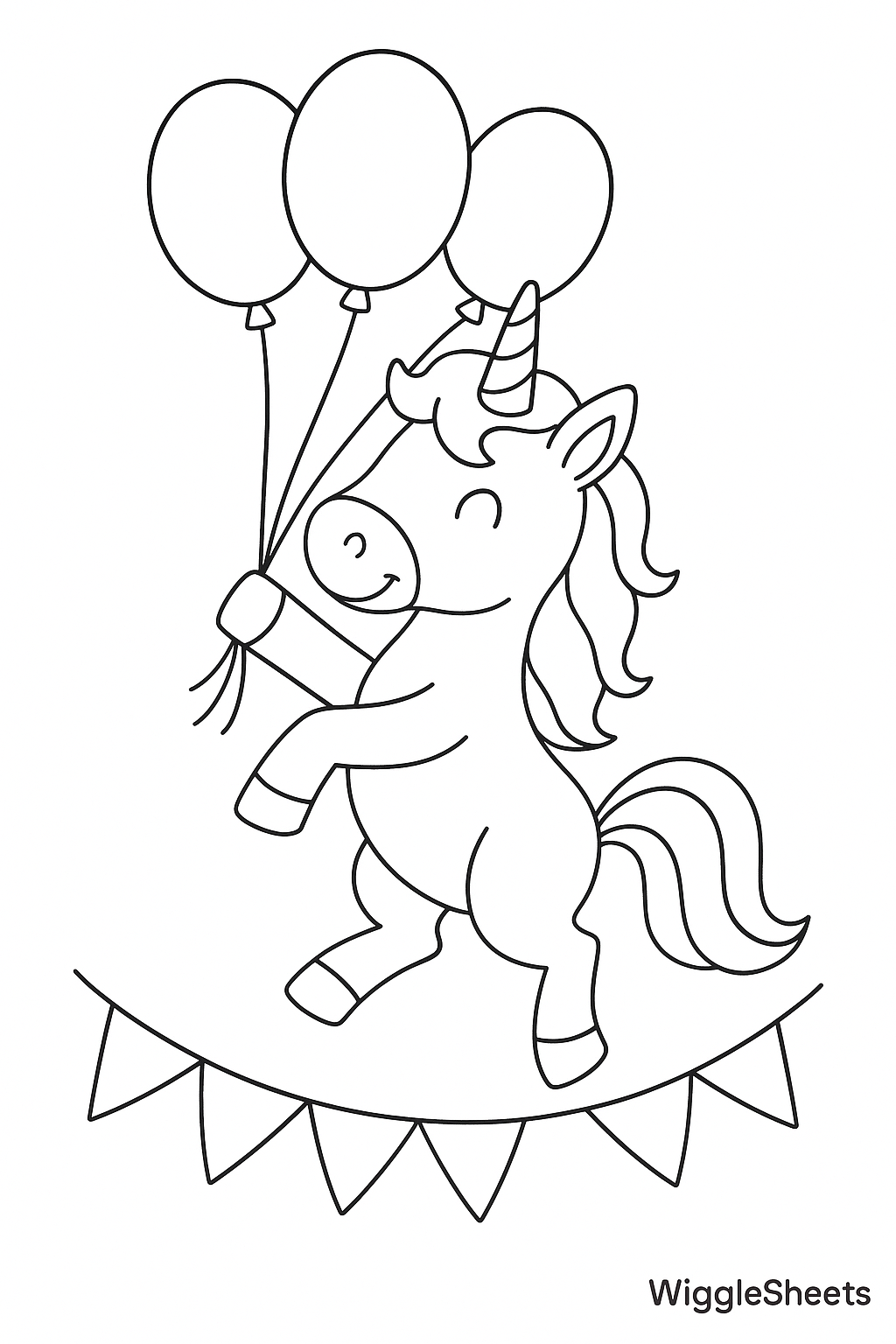 Unicorn Balloon Joy Coloring Page