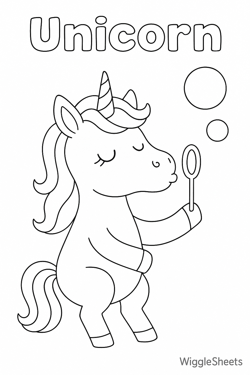 Unicorn Bubble Coloring Page
