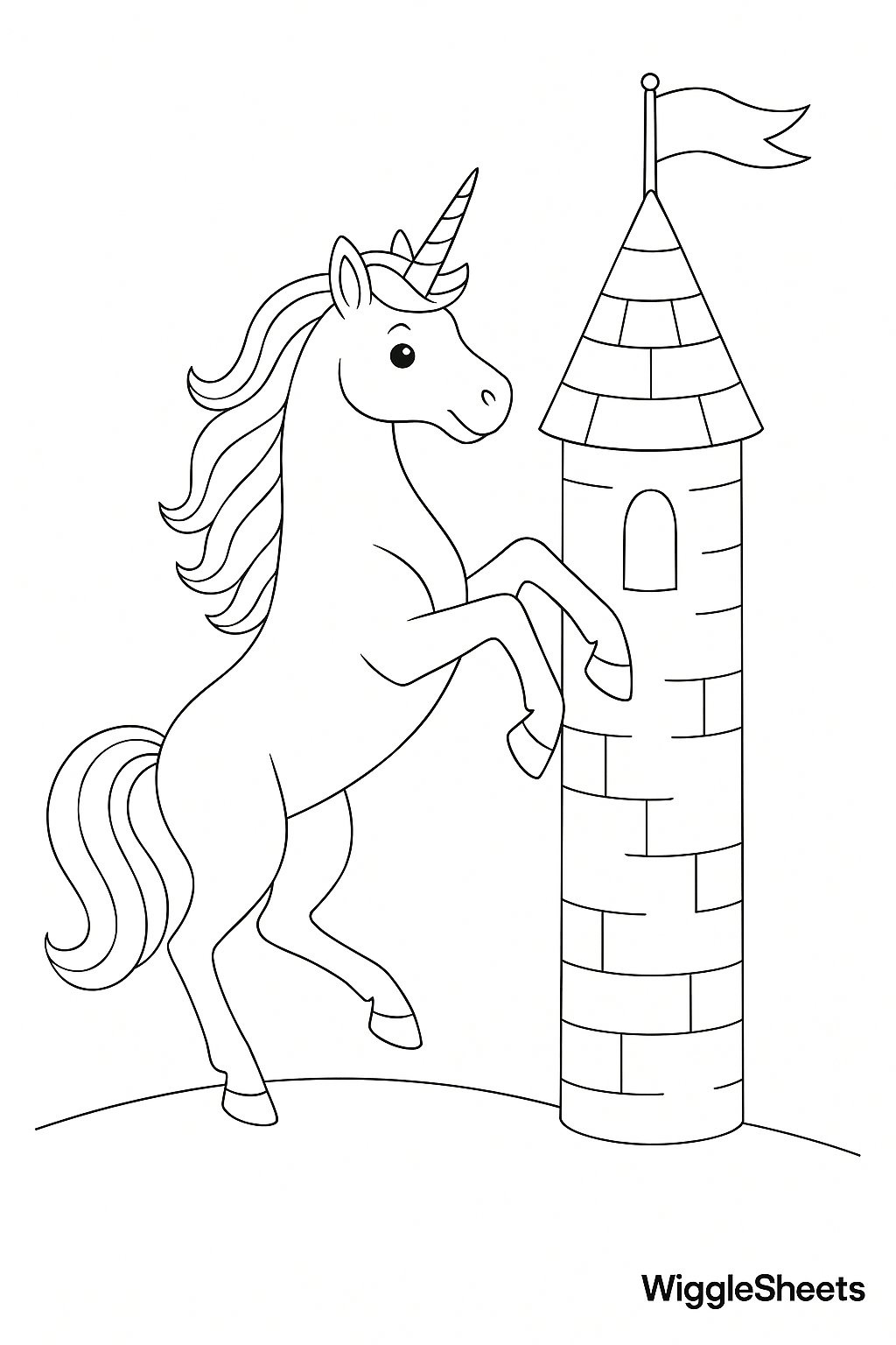 Unicorn Castle Hop Coloring Page