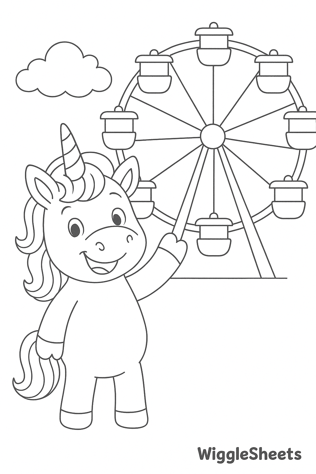Unicorn Ferris Wheel Coloring Page