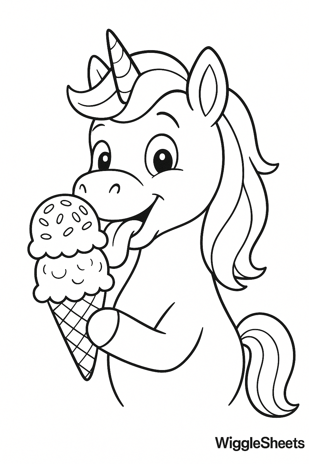 Unicorn Ice Cream Coloring Page