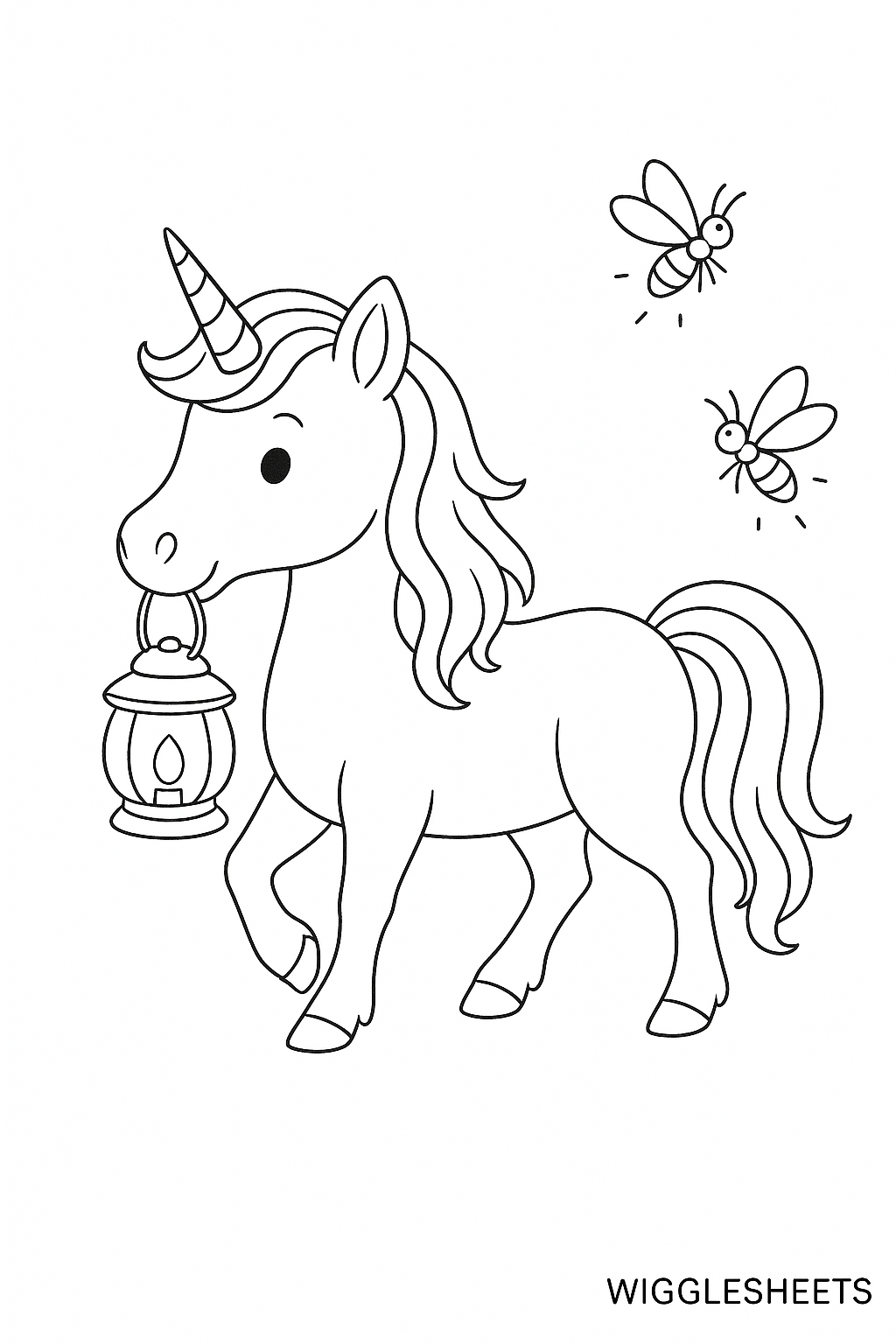 Unicorn Moonlight Coloring Page