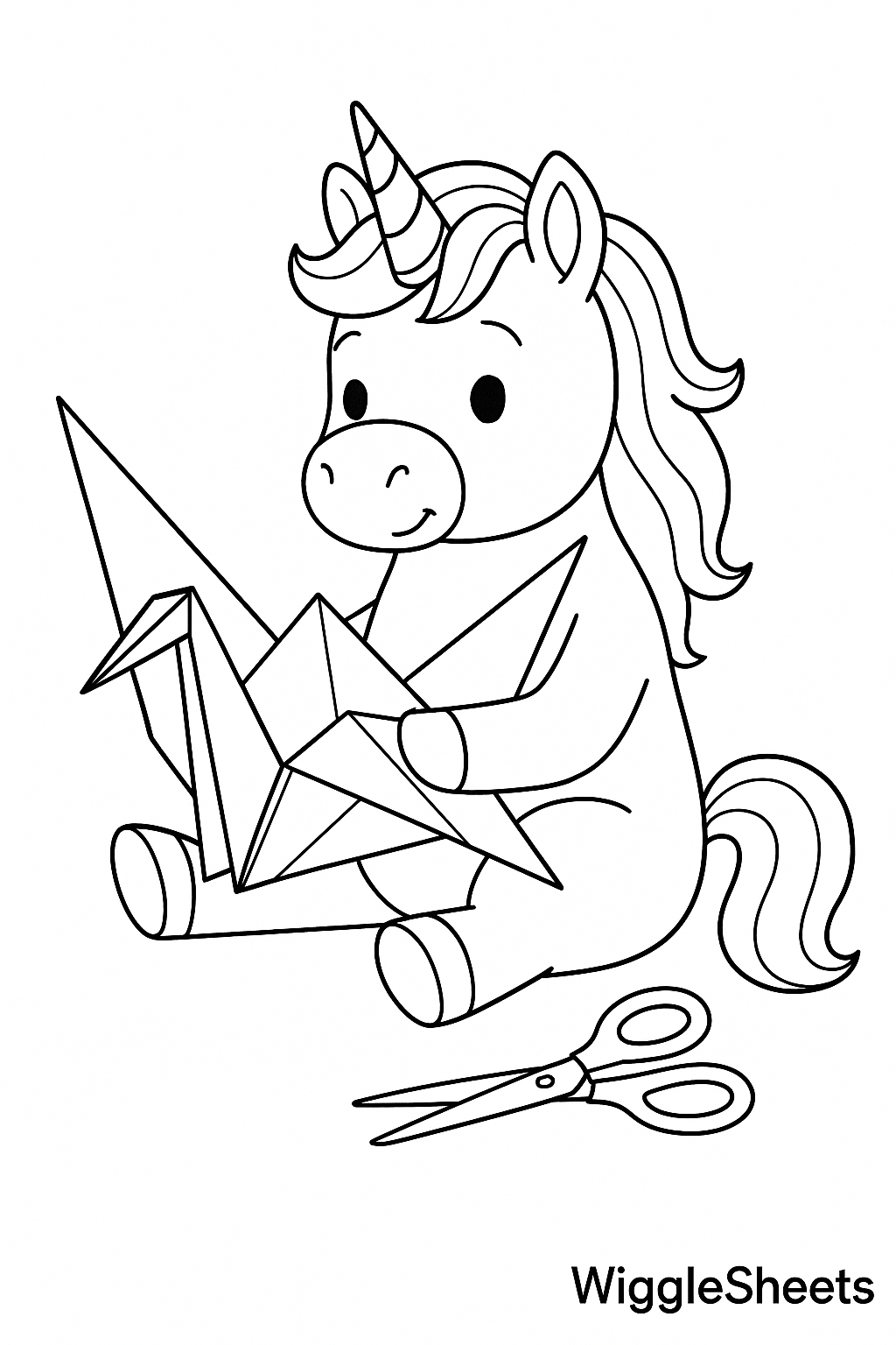 Unicorn Origami Fun Coloring Page