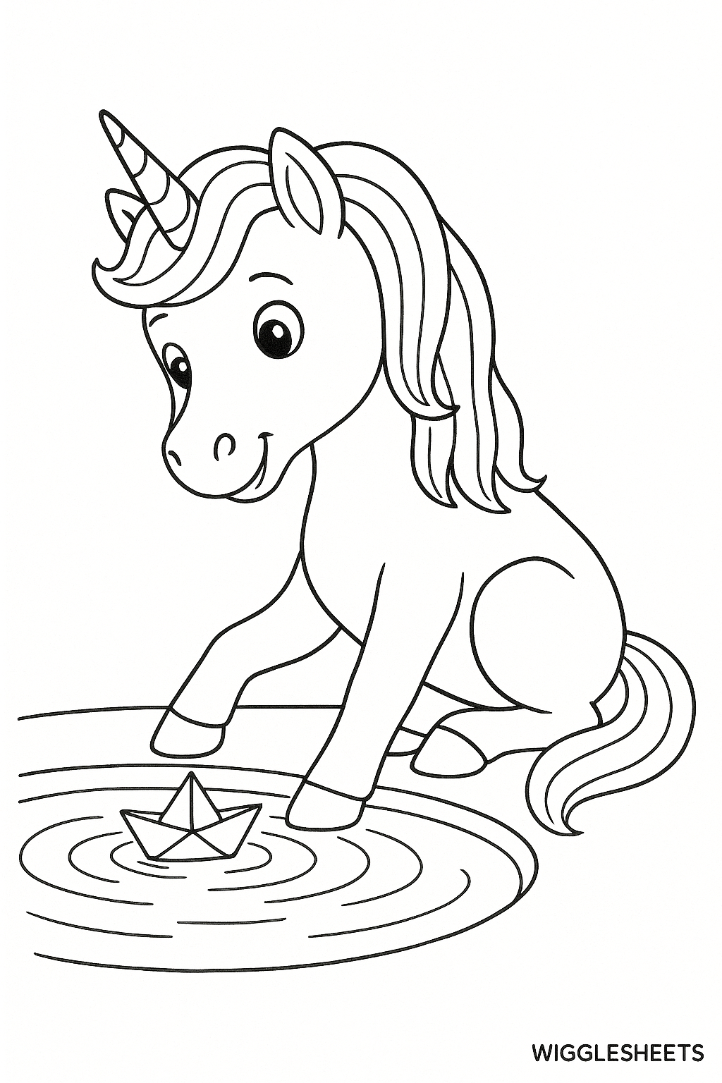 Unicorn Paper Boat Coloring Page