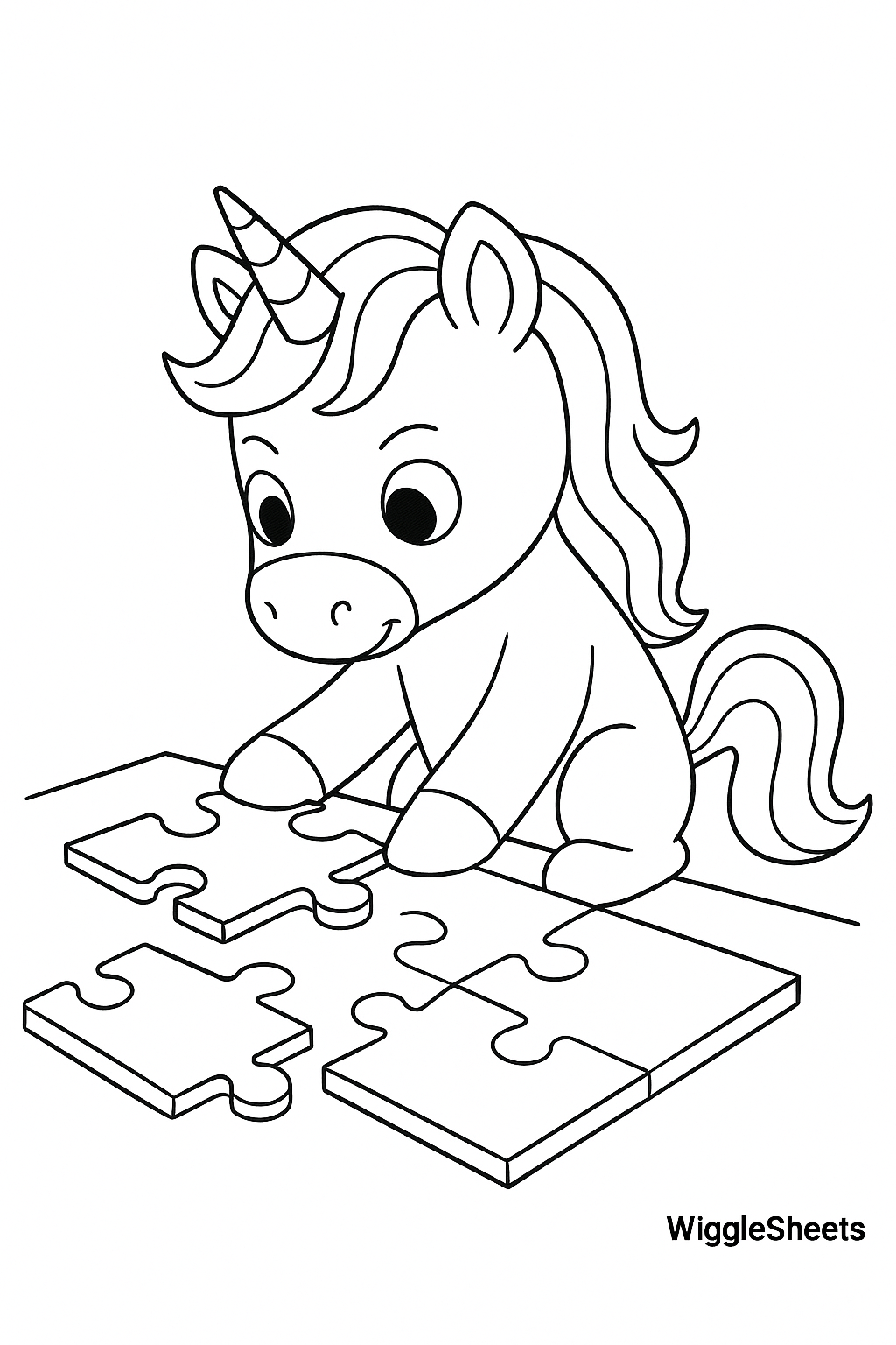 Unicorn Puzzle Play Coloring Page