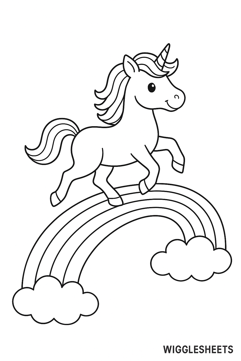 Unicorn Rainbow Ride Coloring Page
