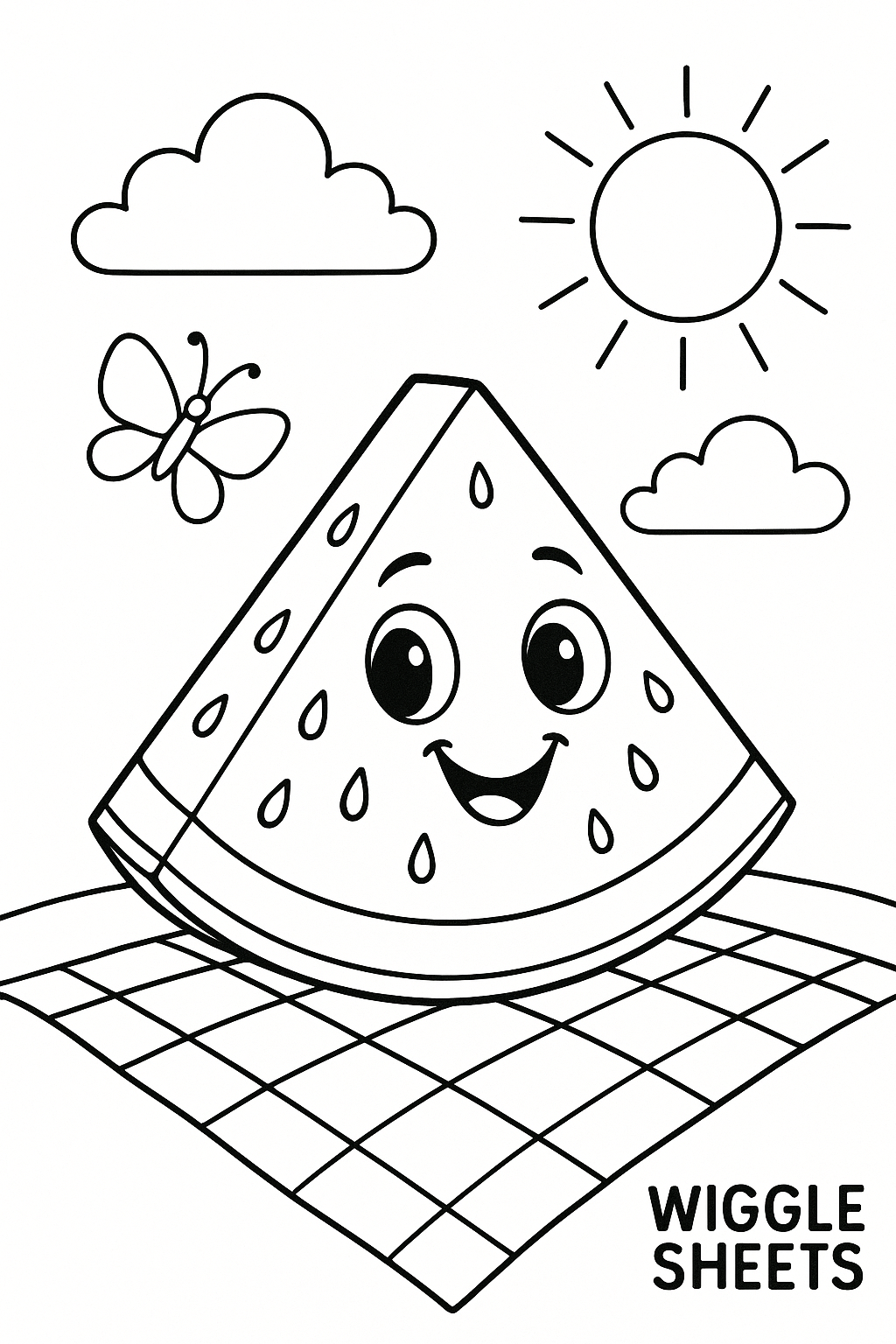 Smiling Watermelon Slice Coloring Page