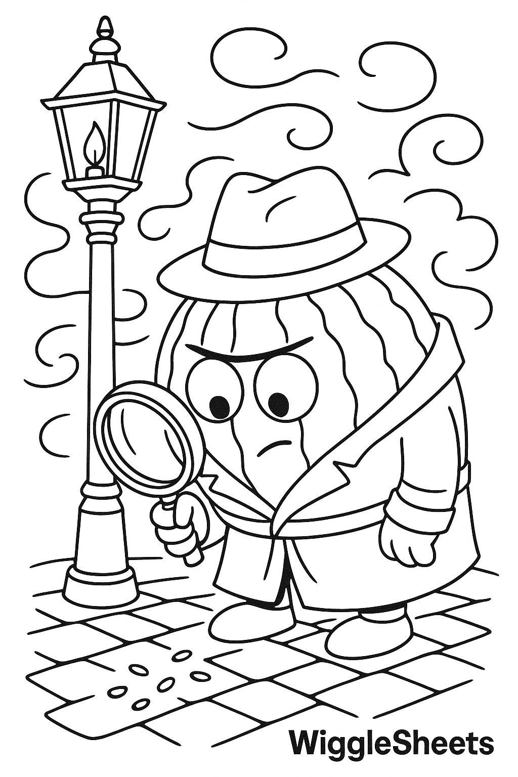 Watermelon Detective Case Coloring Page