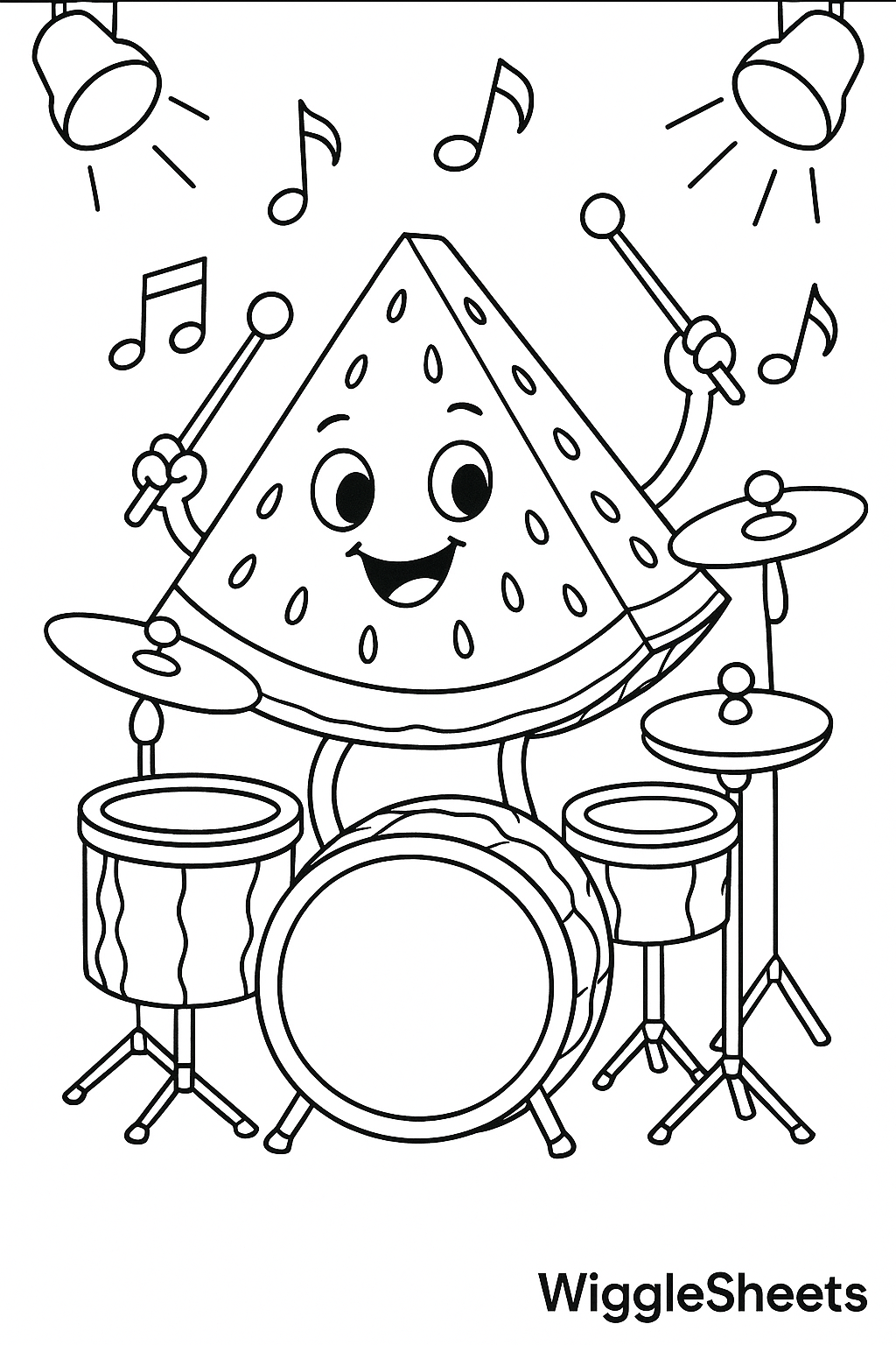 Watermelon Drummer Beat Coloring Page
