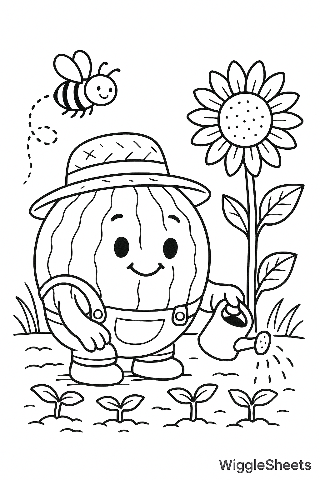 Watermelon Gardener’s Harvest Coloring Page