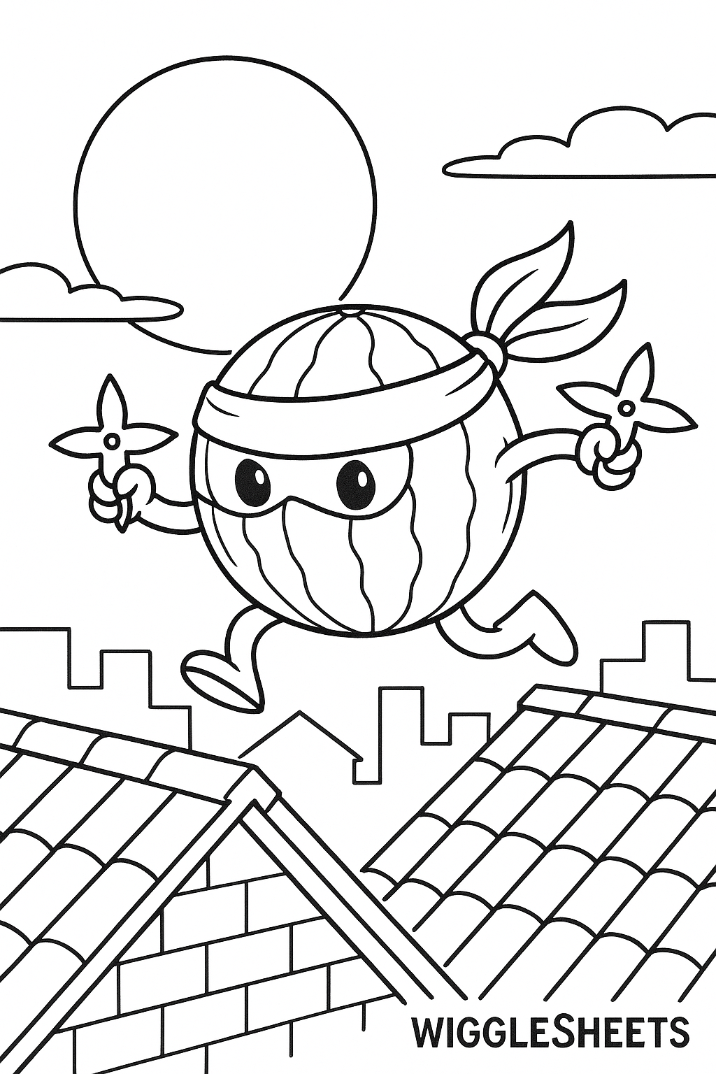 Watermelon Ninja Stealth Coloring Page