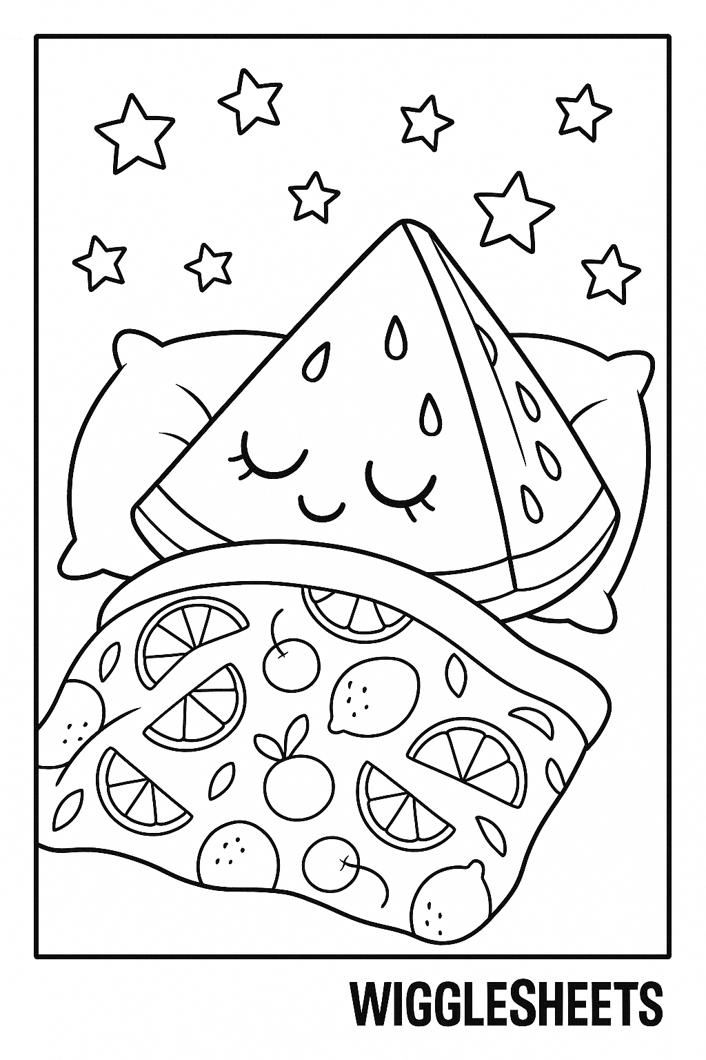 Sleepy Watermelon Nap Coloring Page
