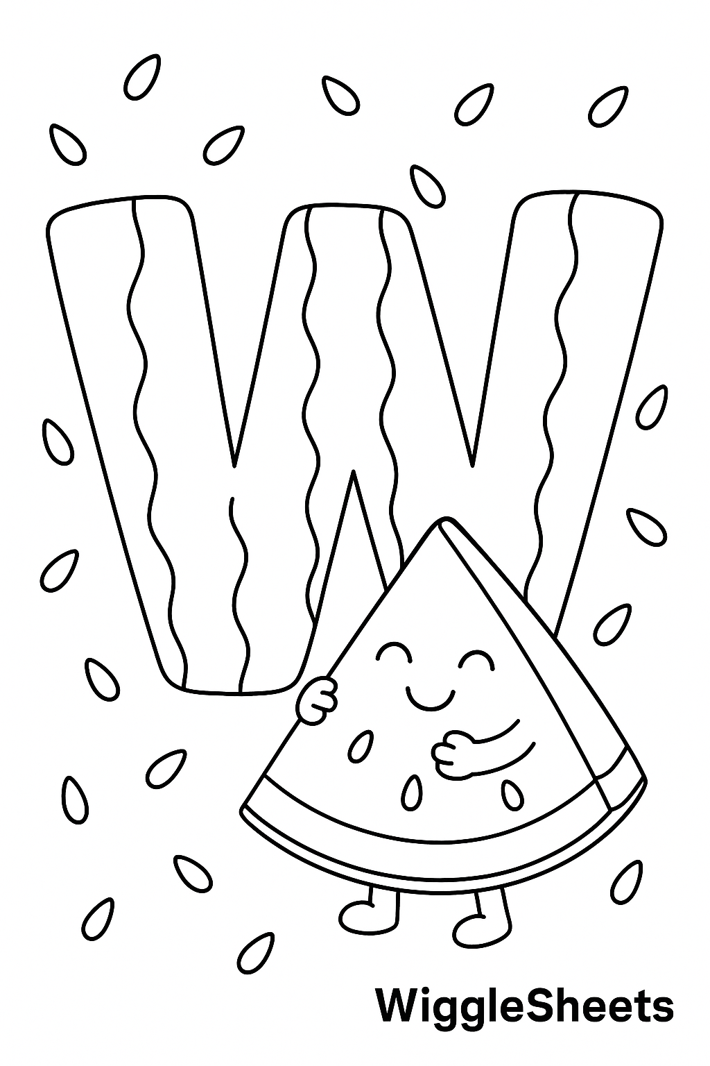 W Is for Watermelon Alphabet Fun Coloring Page