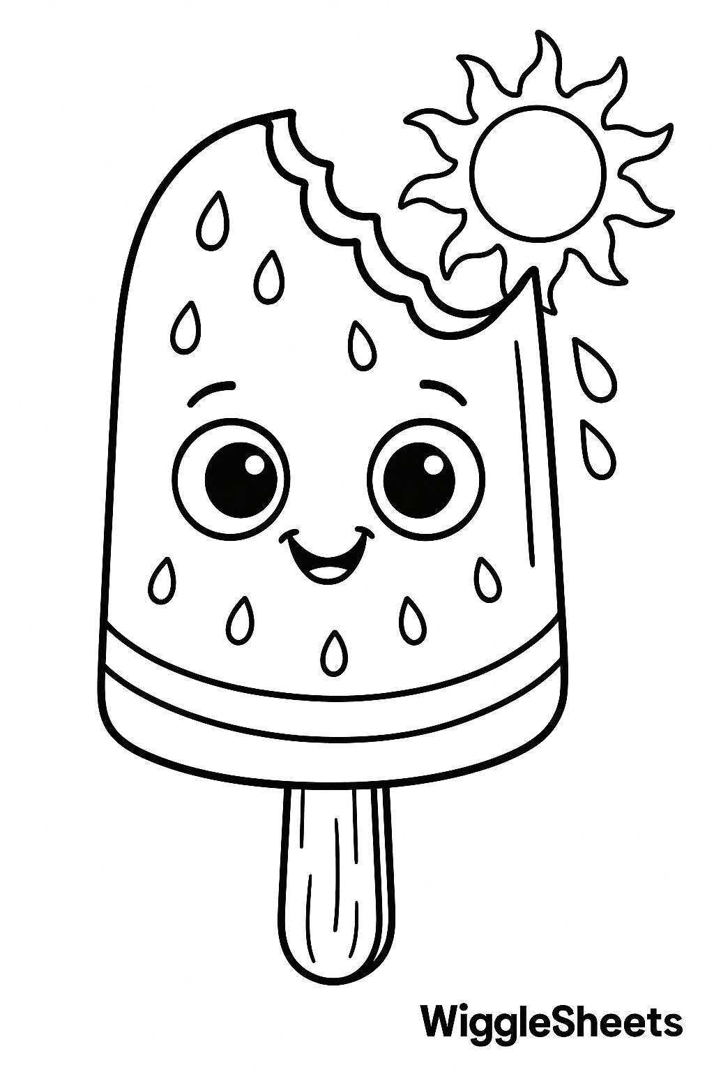 Watermelon Popsicle Treat Coloring Page