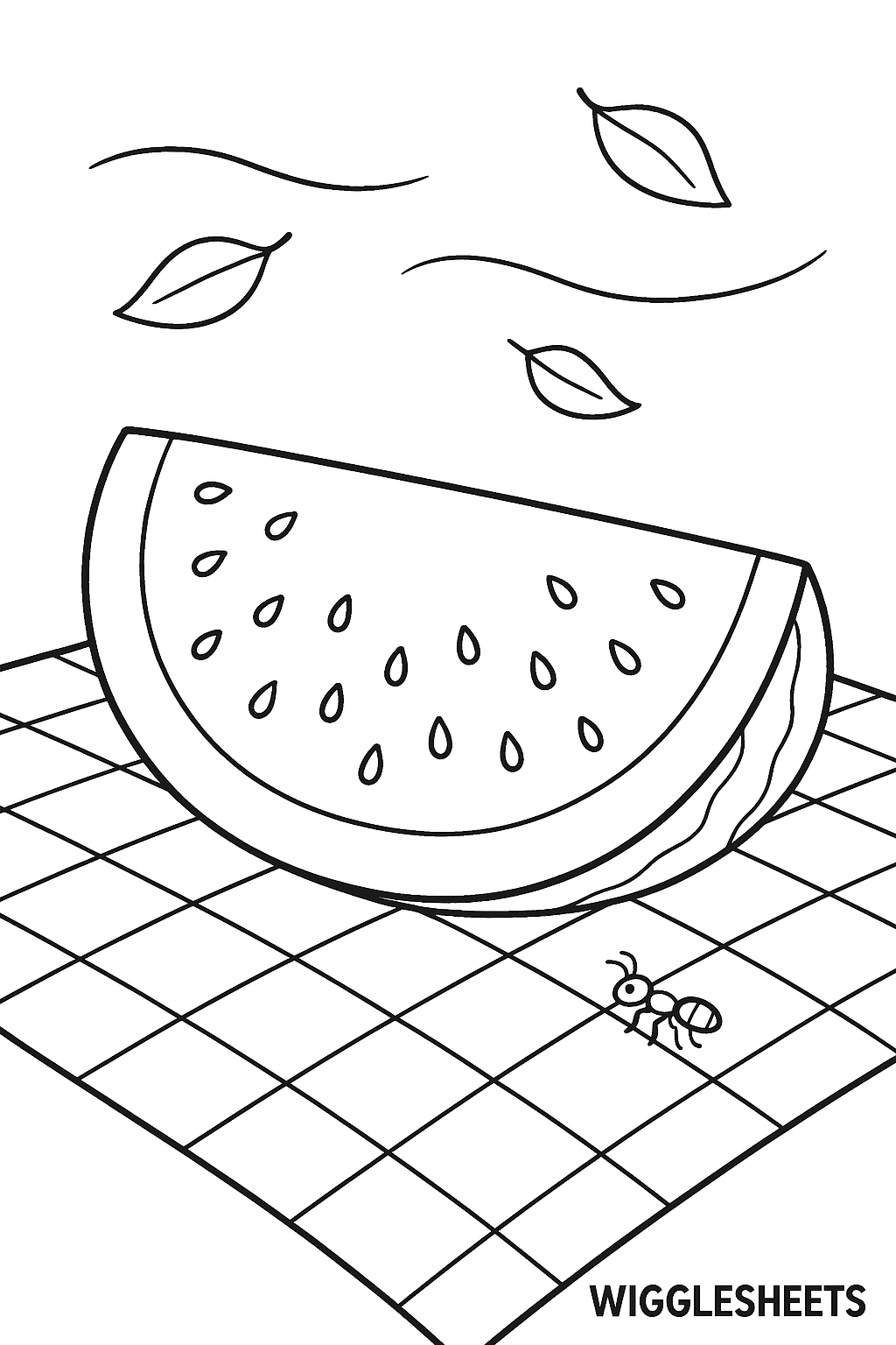 Watermelon Slice Picnic Coloring Page