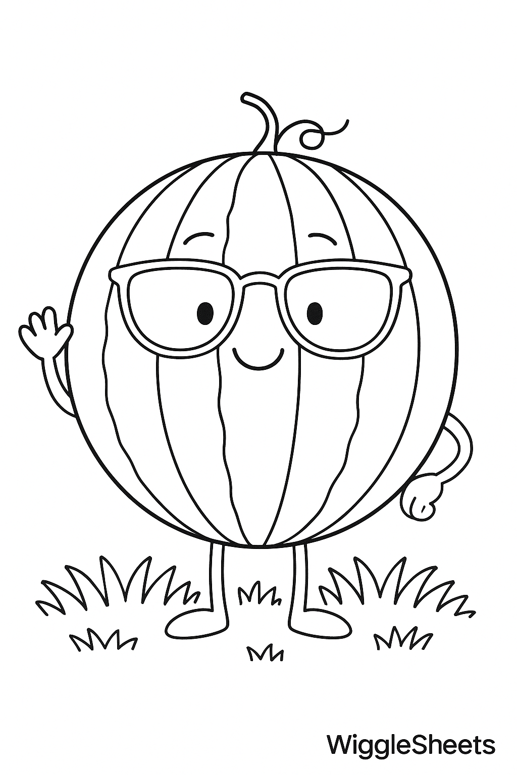 Whole Watermelon Smile Coloring Page